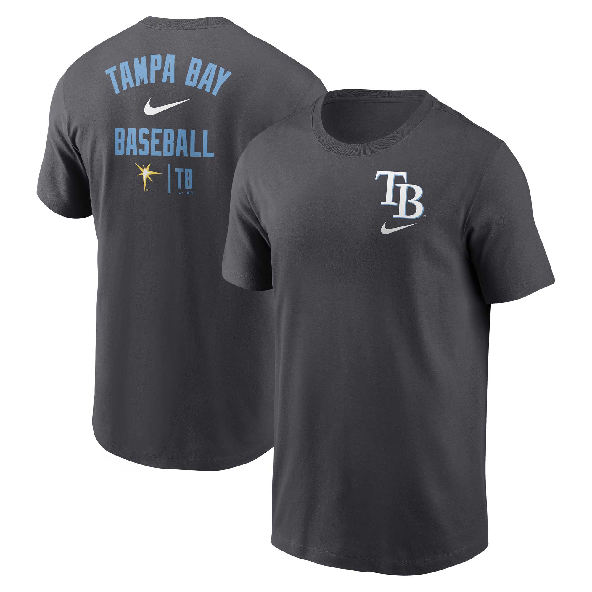 Men's Tampa Bay Rays Nike Charcoal Logo Sketch Bar T-Shirt