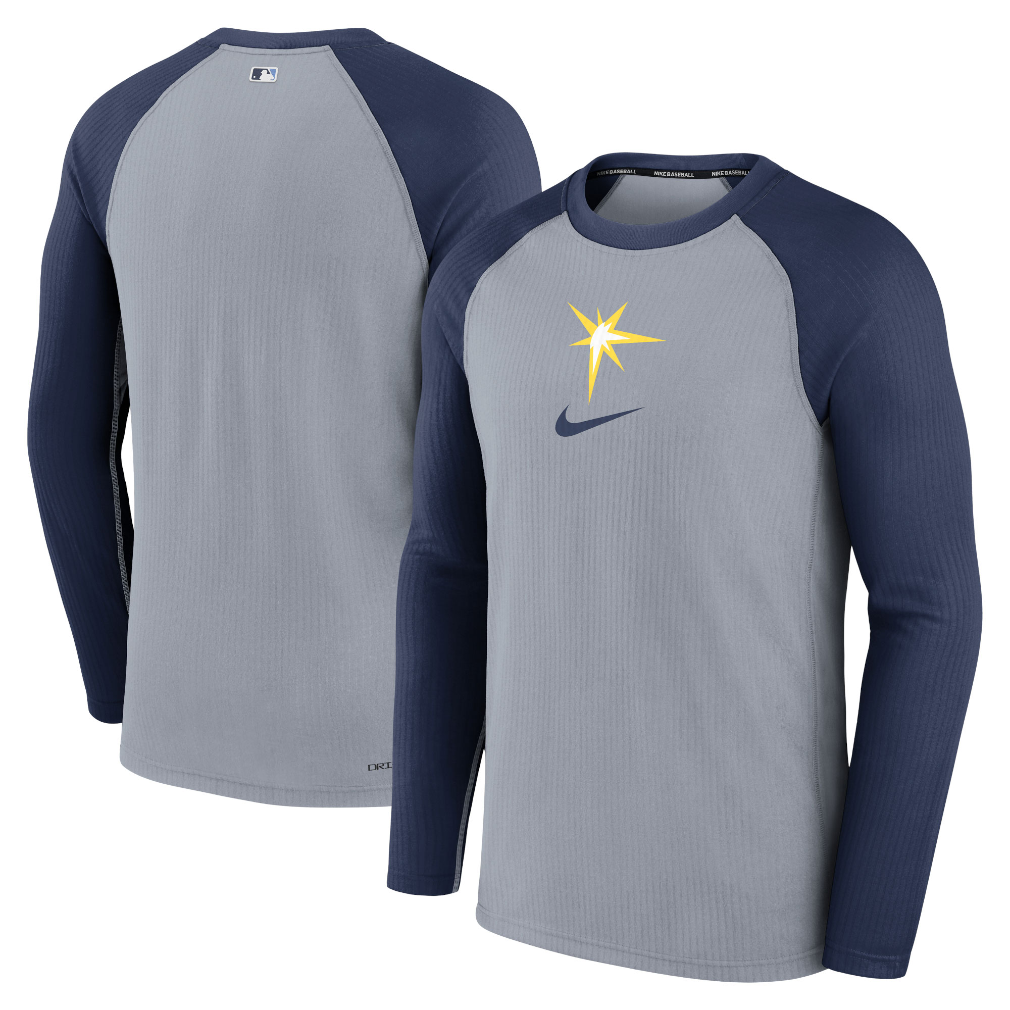 Men's Tampa Bay Rays Nike Gray Authentic Collection Game Raglan Performance Long Sleeve T-Shirt