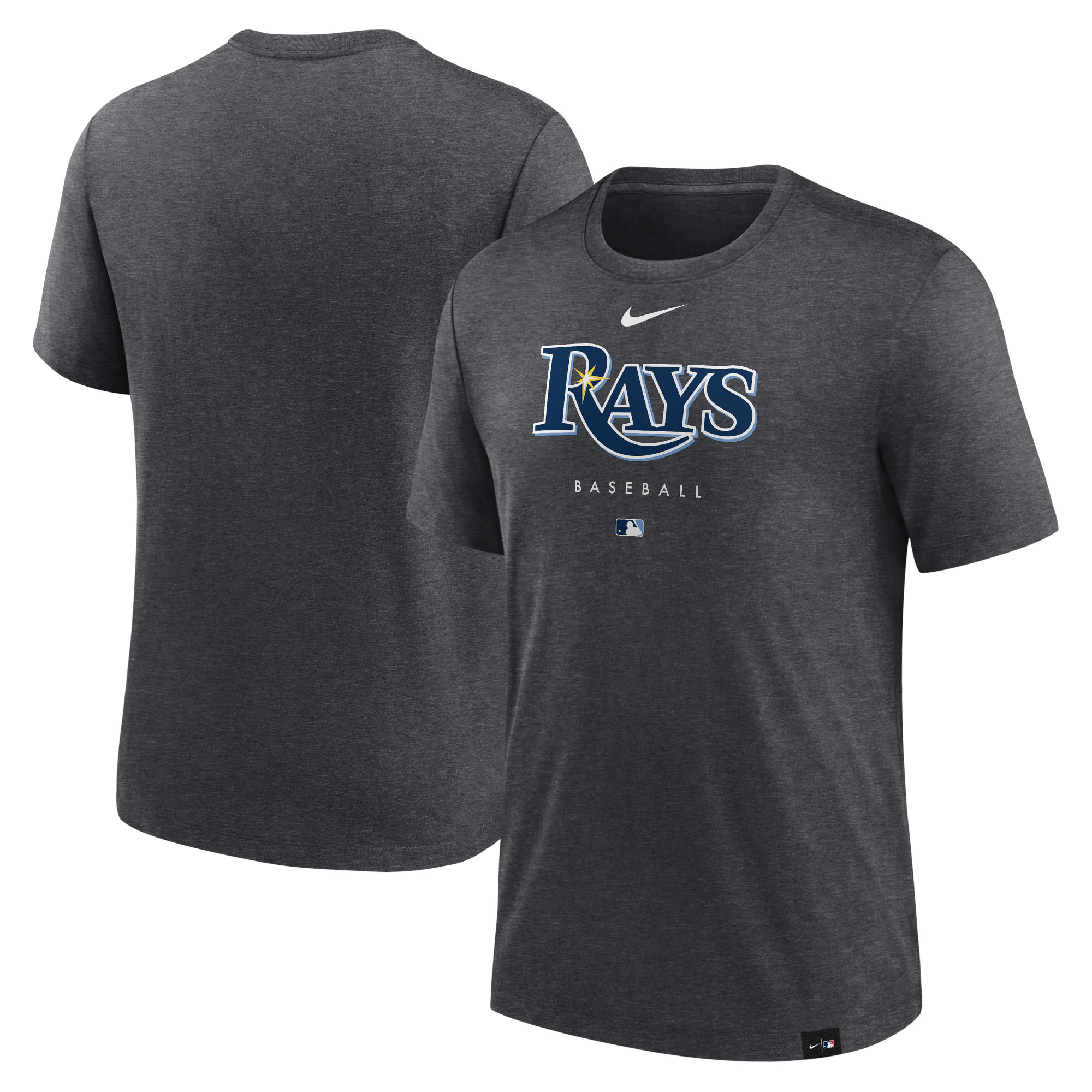 Men's Tampa Bay Rays Nike Heather Charcoal Authentic Collection Early Work Tri-Blend Performance T-Shirt