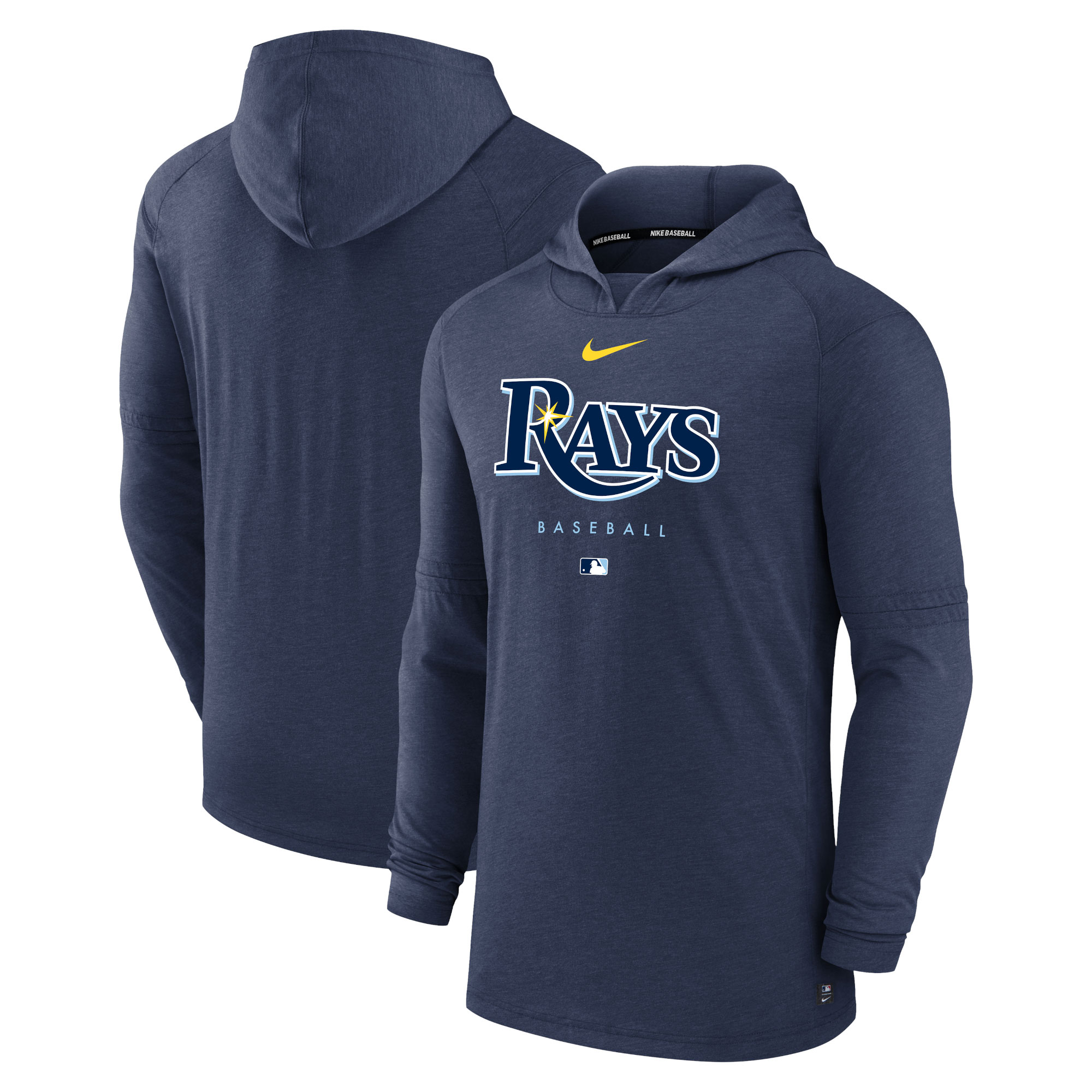 Men's Tampa Bay Rays Nike Heather Navy Authentic Collection Early Work Tri-Blend Performance Pullover Hoodie