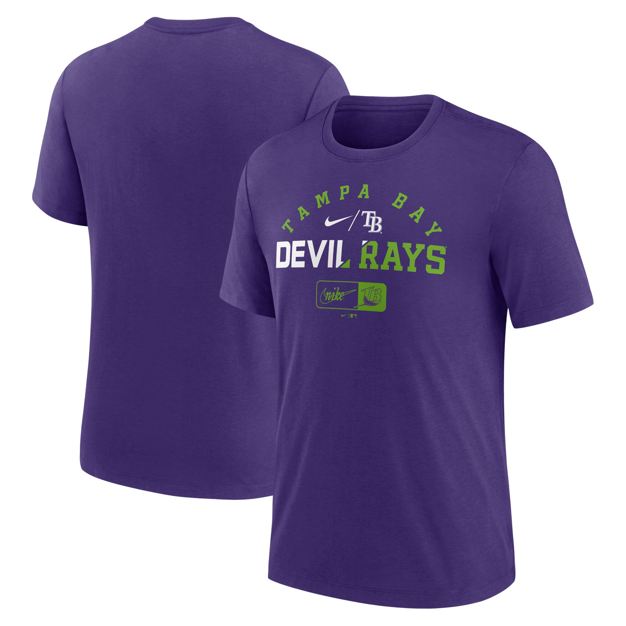 Men's Tampa Bay Rays  Nike Heather Purple Rewind Review Slash Tri-Blend T-Shirt