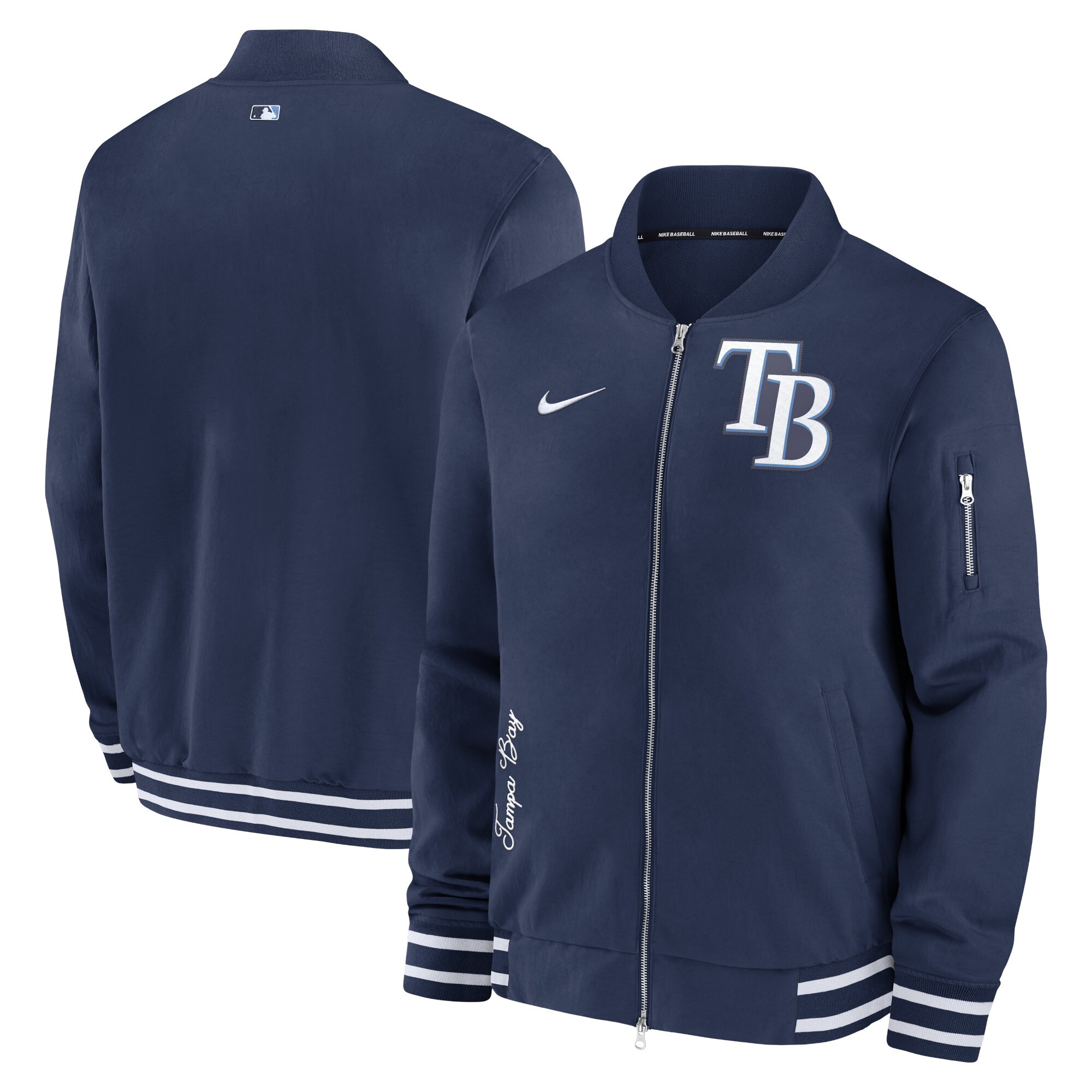 Men's Tampa Bay Rays Nike Navy Authentic Collection Full-Zip Bomber Jacket