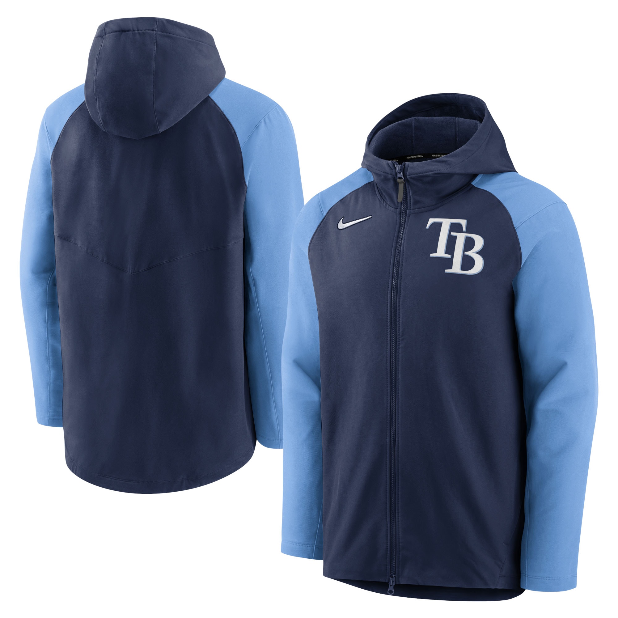 Men's Tampa Bay Rays Nike Navy/Light Blue Authentic Collection Performance Raglan Full-Zip Hoodie