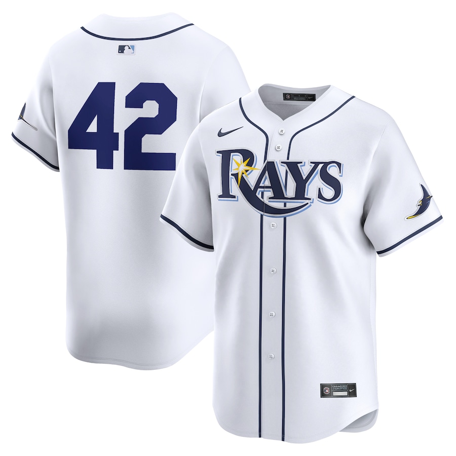 Men's Tampa Bay Rays Nike White 2024 Jackie Robinson Day Home Limited Jersey