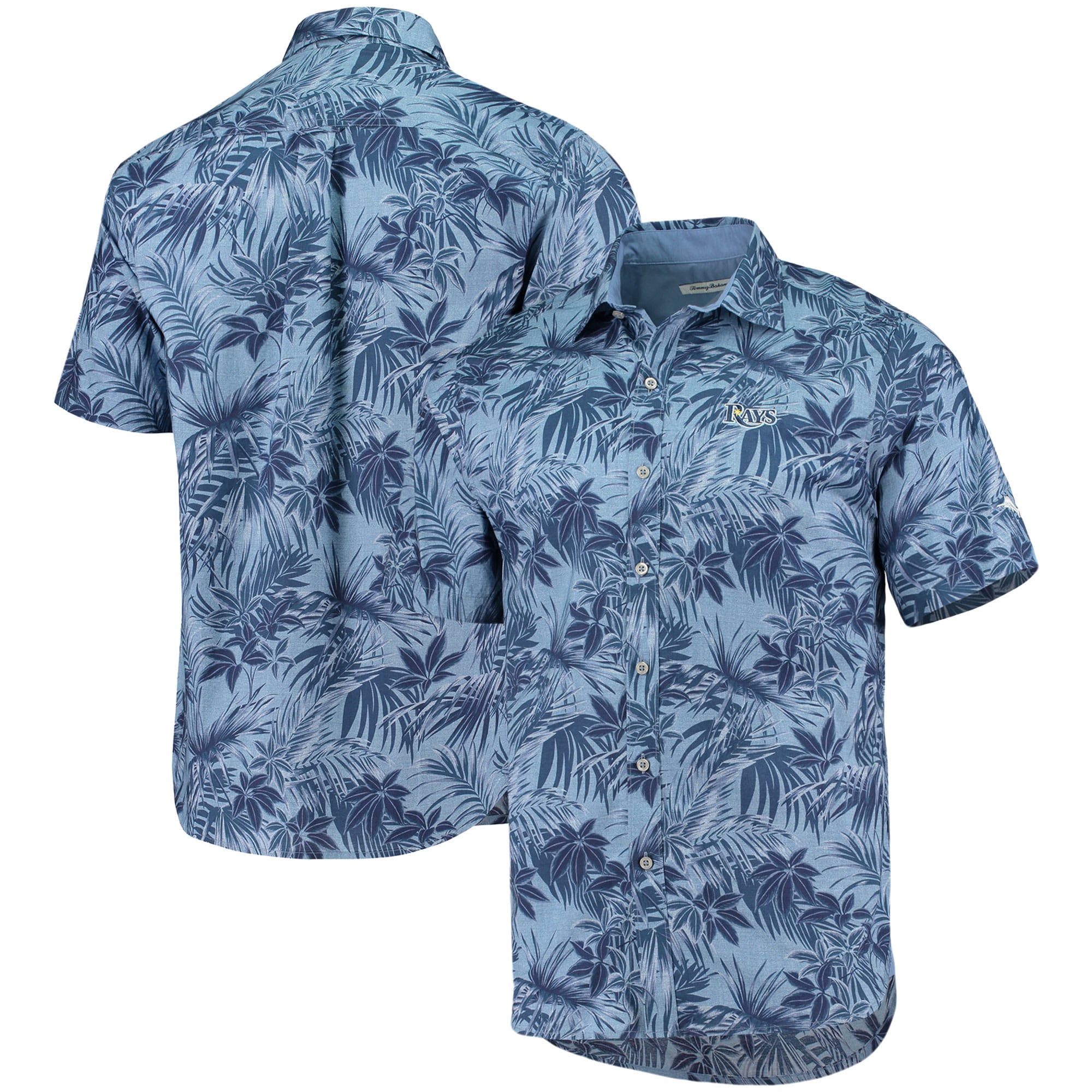 Men's Tampa Bay Rays Tommy Bahama Navy Sport Reign Forest Fronds Button-Up Shirt