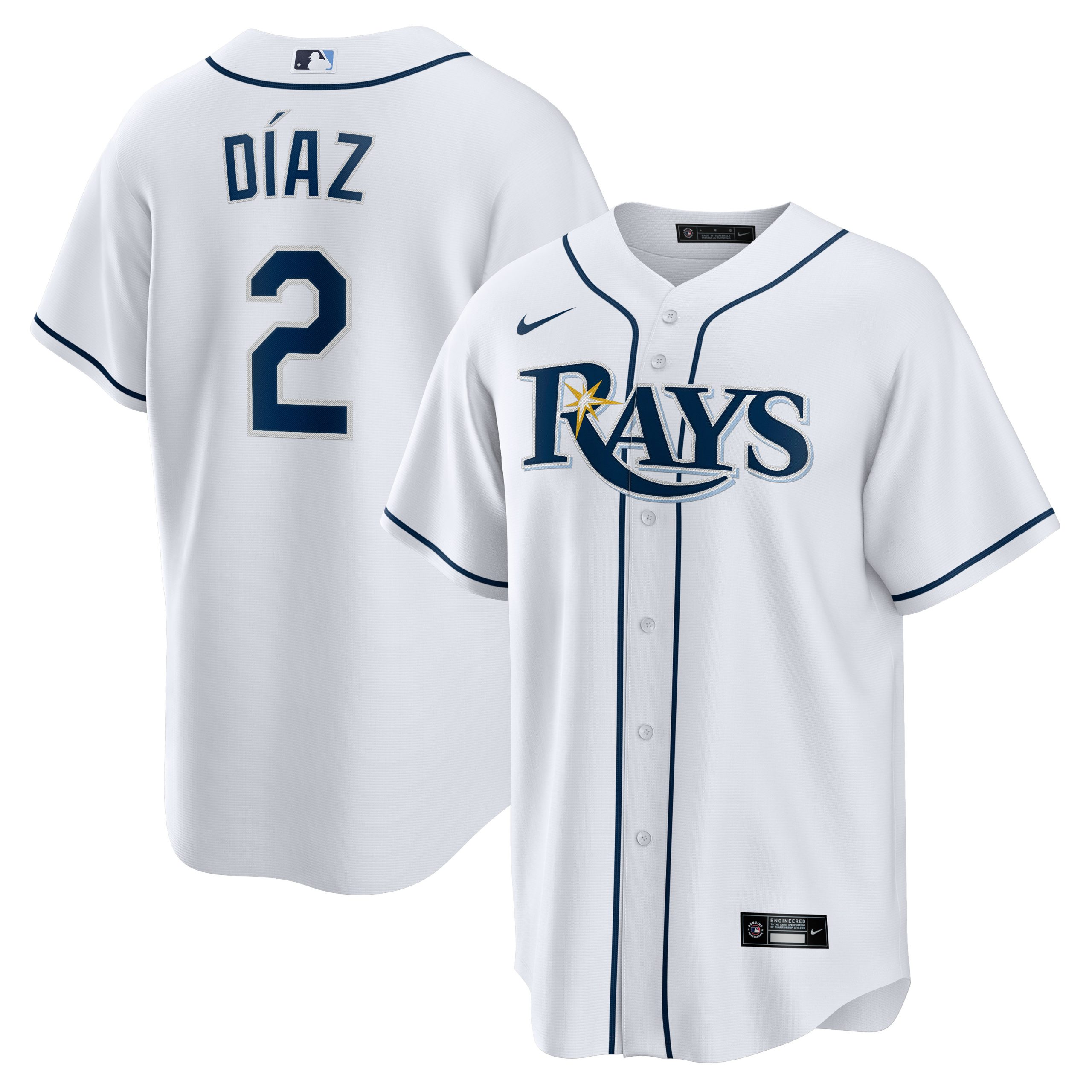 Men's Tampa Bay Rays Yandy Díaz Nike White Home  Replica Player Jersey