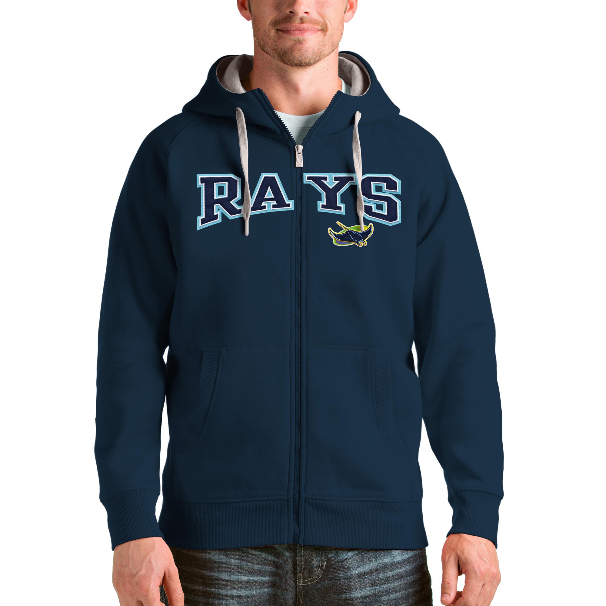 Tampa Bay Rays Antigua Navy Team Logo Victory Full-Zip Hoodie