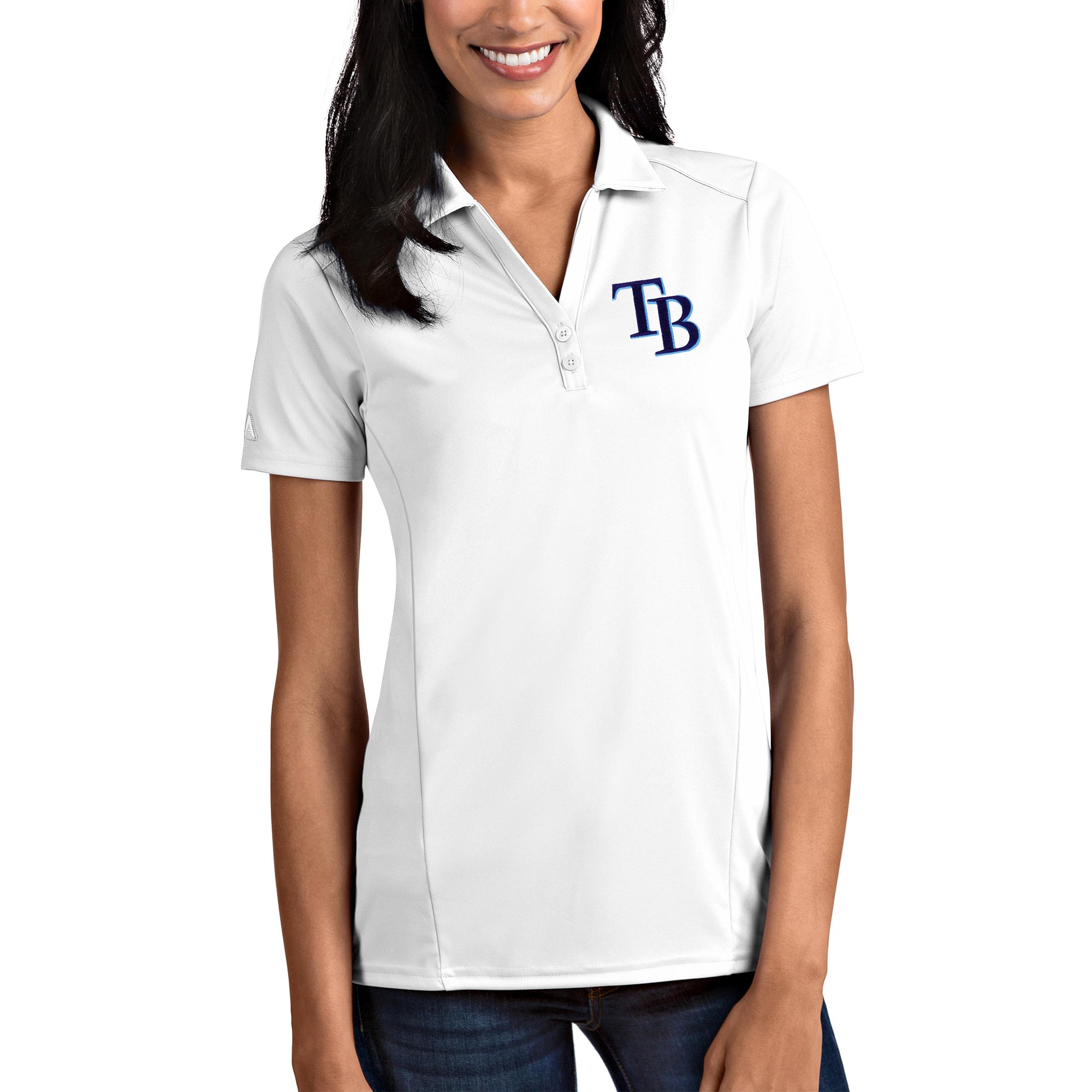 Tampa Bay Rays Antigua Women's Tribute Polo - White