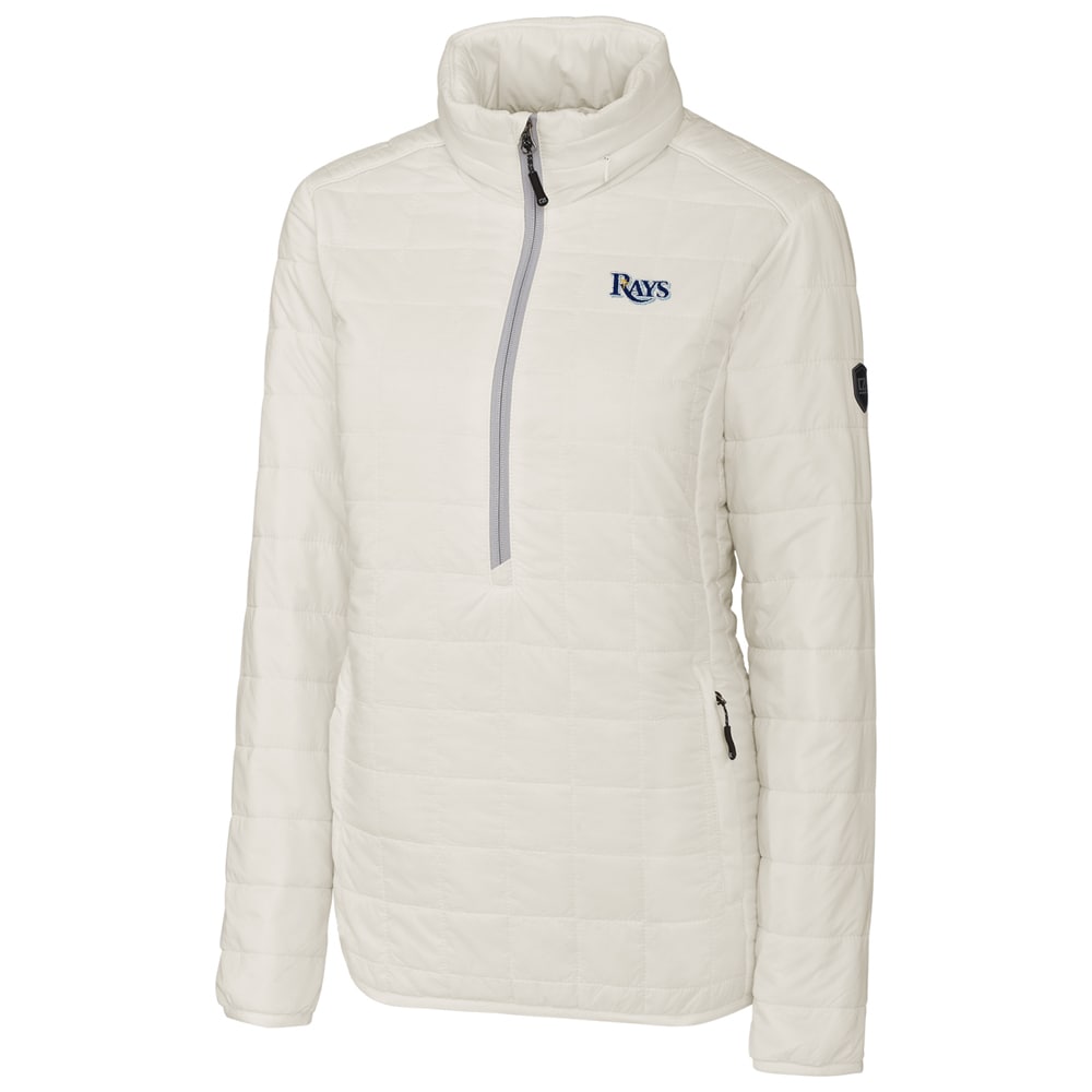 Tampa Bay Rays Cutter & Buck Women's Rainier Half-Zip Popover Jacket - White