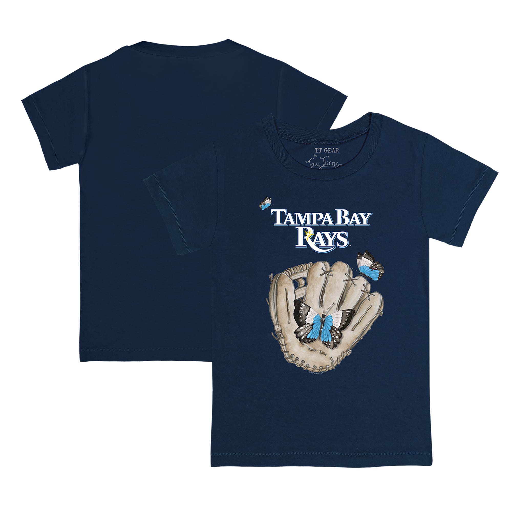 Toddler Tampa Bay Rays Tiny Turnip Navy Butterfly Glove T-Shirt