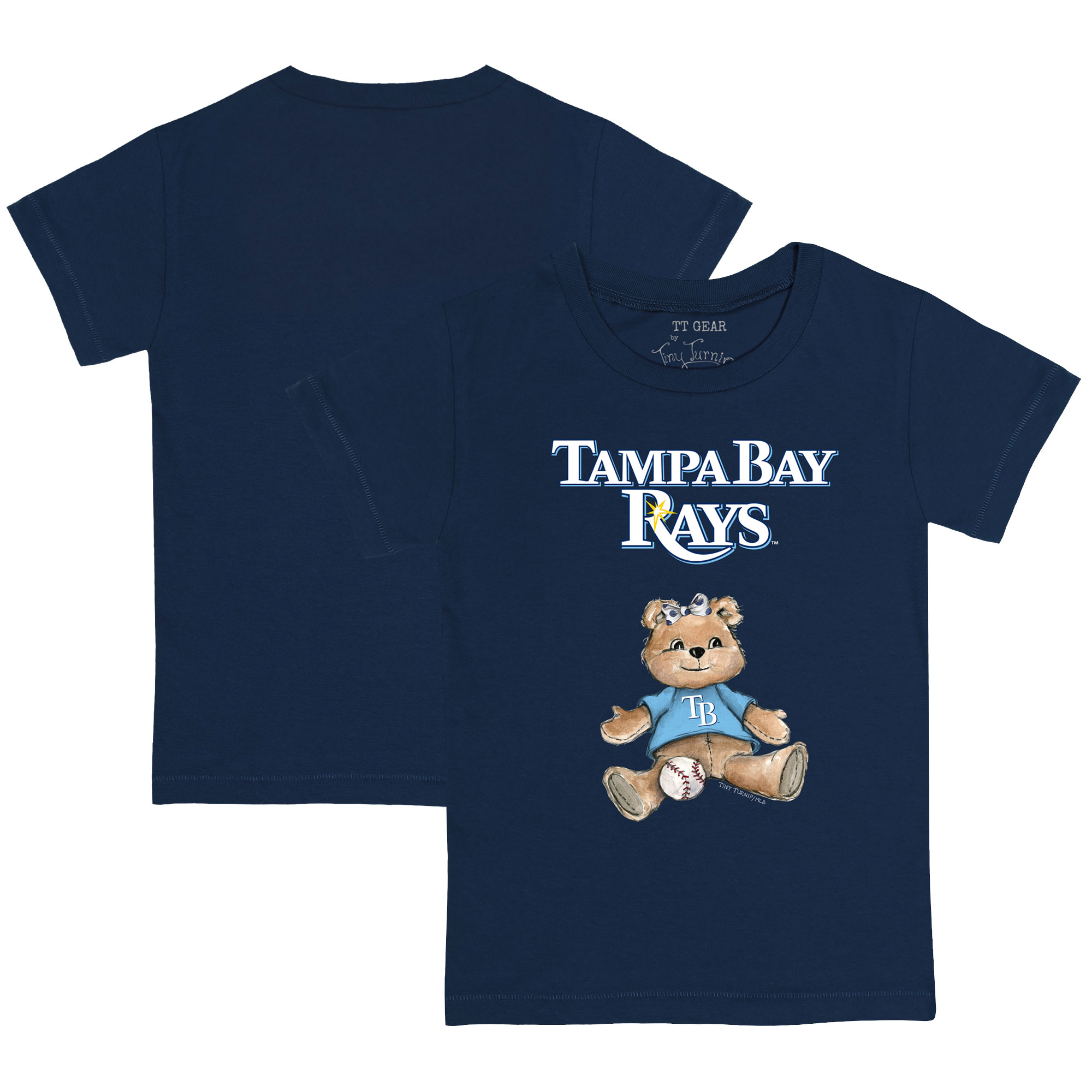 Toddler Tampa Bay Rays Tiny Turnip Navy Girl Teddy T-Shirt