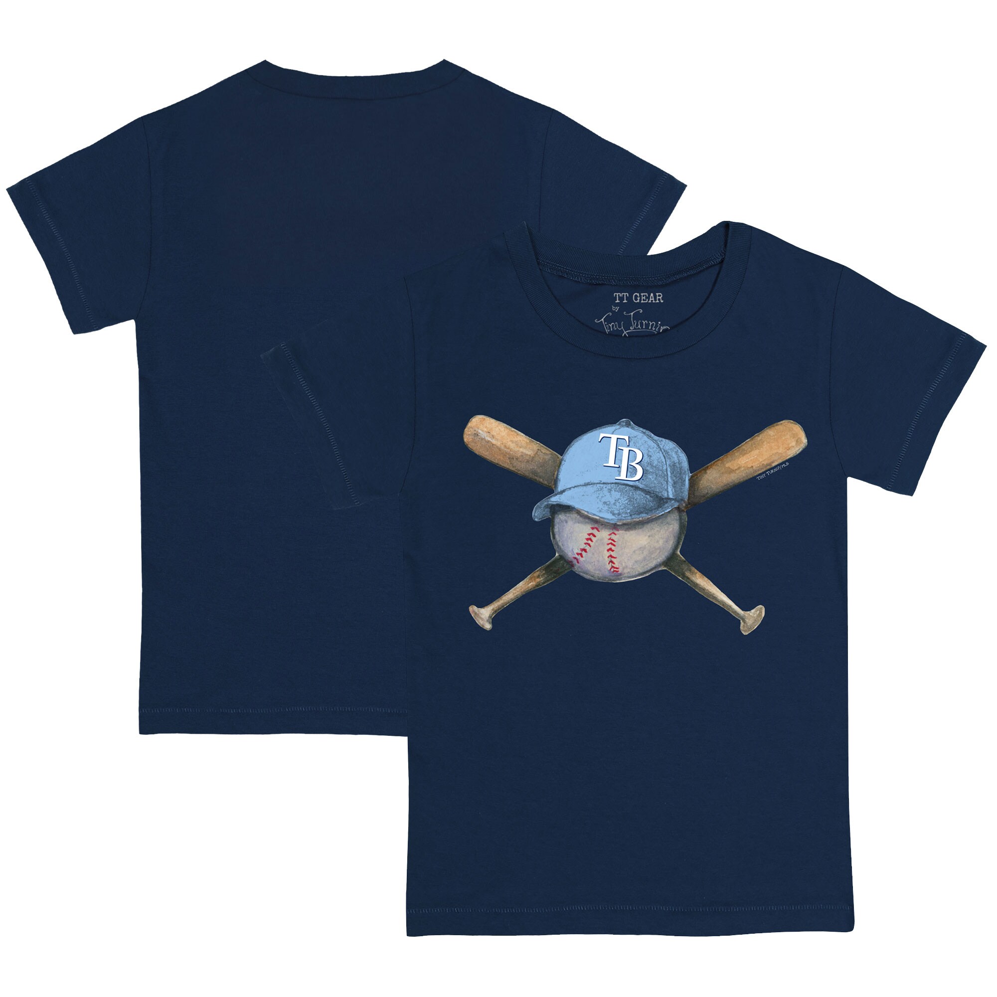 Toddler Tampa Bay Rays  Tiny Turnip Navy Hat Cross Bats T-Shirt