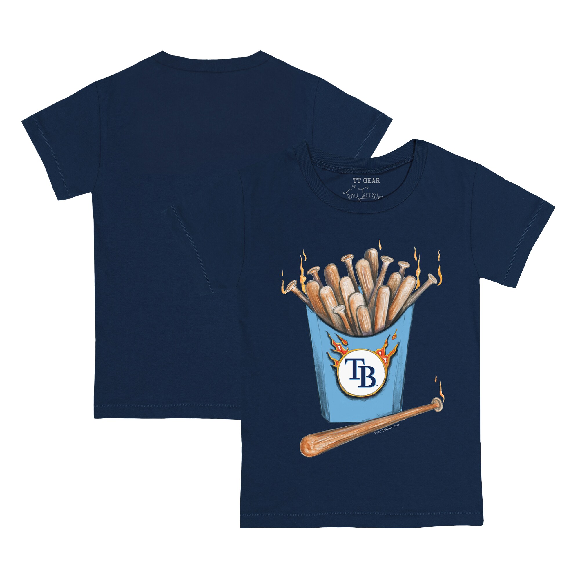 Toddler Tampa Bay Rays Tiny Turnip Navy Hot Bats T-Shirt