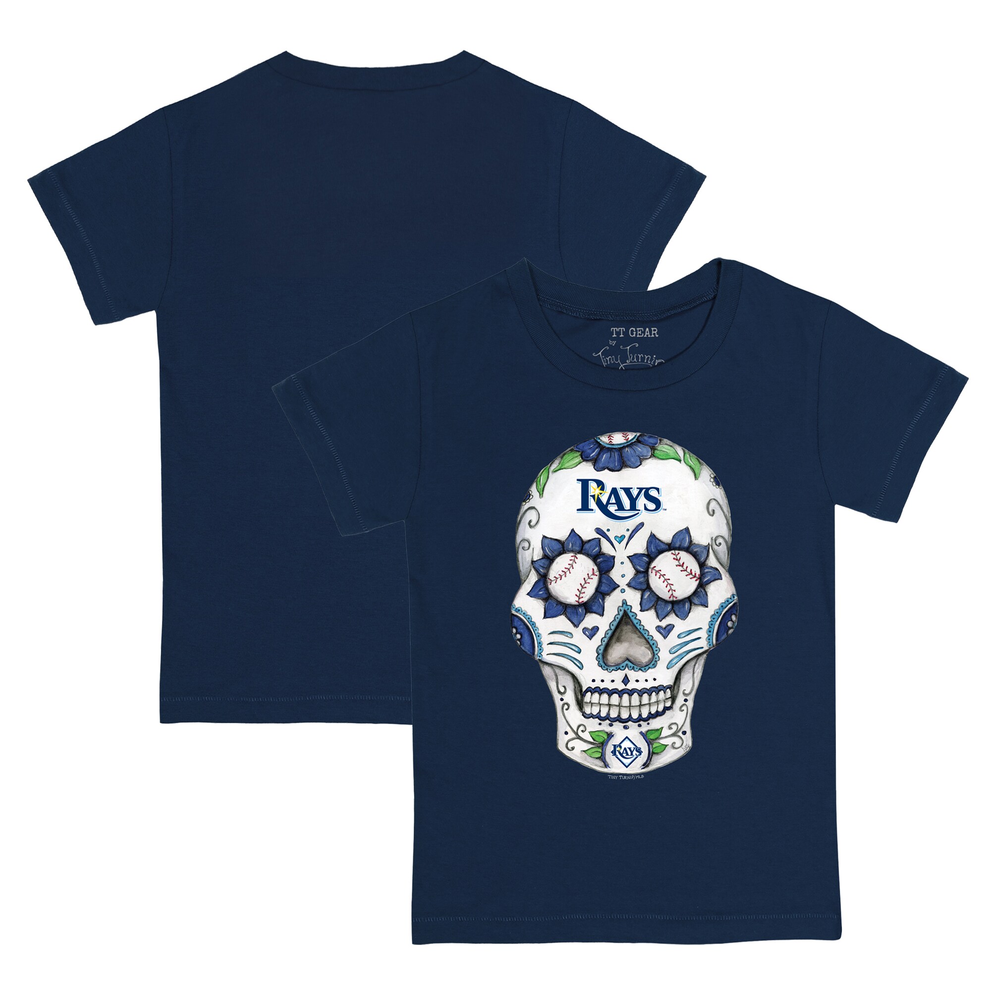 Toddler Tampa Bay Rays Tiny Turnip Navy Sugar Skull T-Shirt