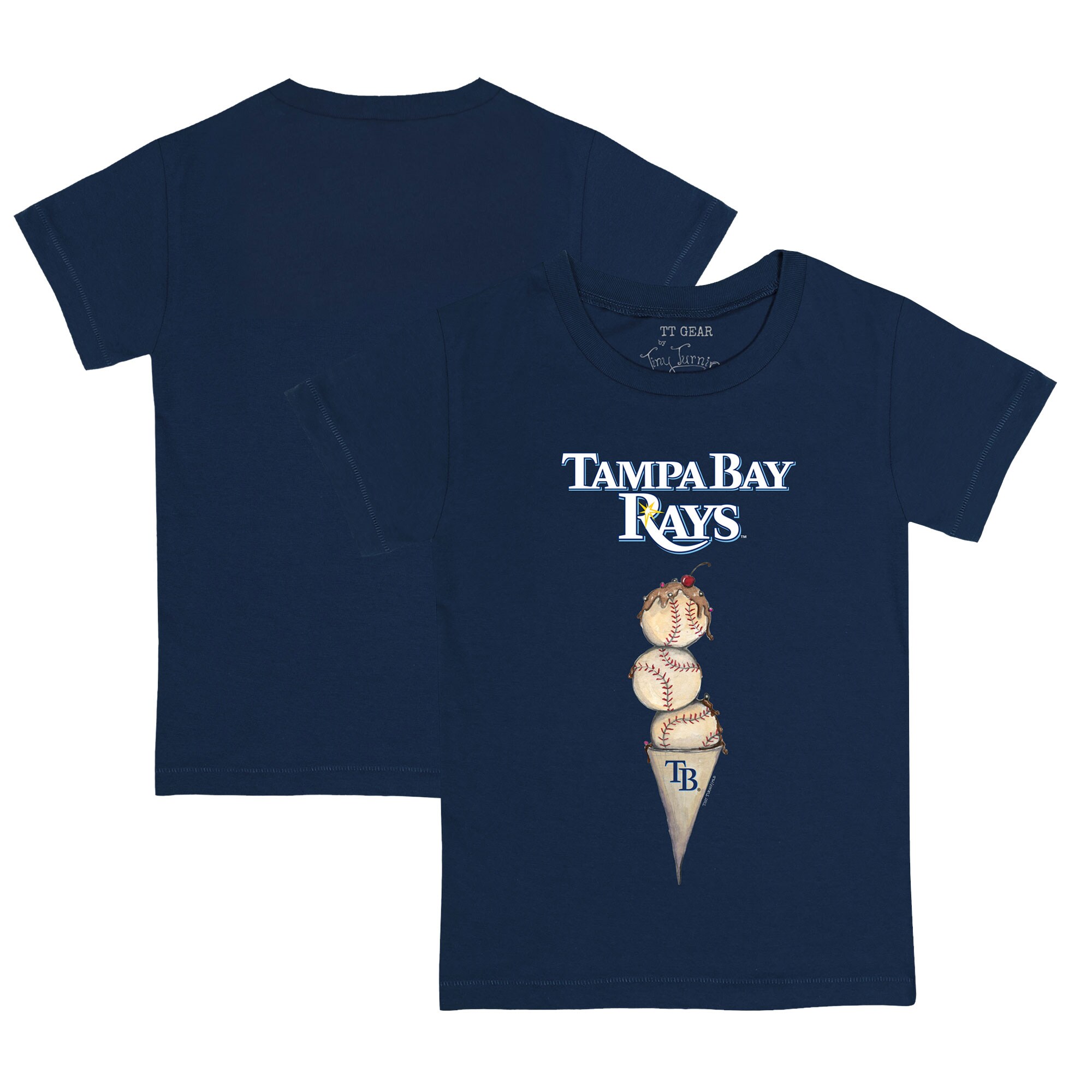 Toddler Tampa Bay Rays Tiny Turnip Navy Triple Scoop T-Shirt