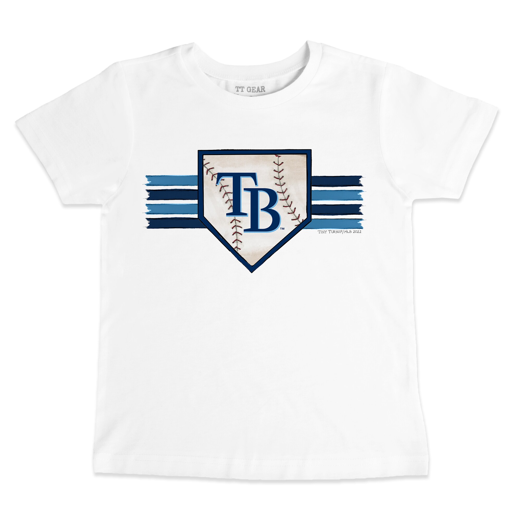 Toddler Tampa Bay Rays Tiny Turnip White Base Stripe T-Shirt