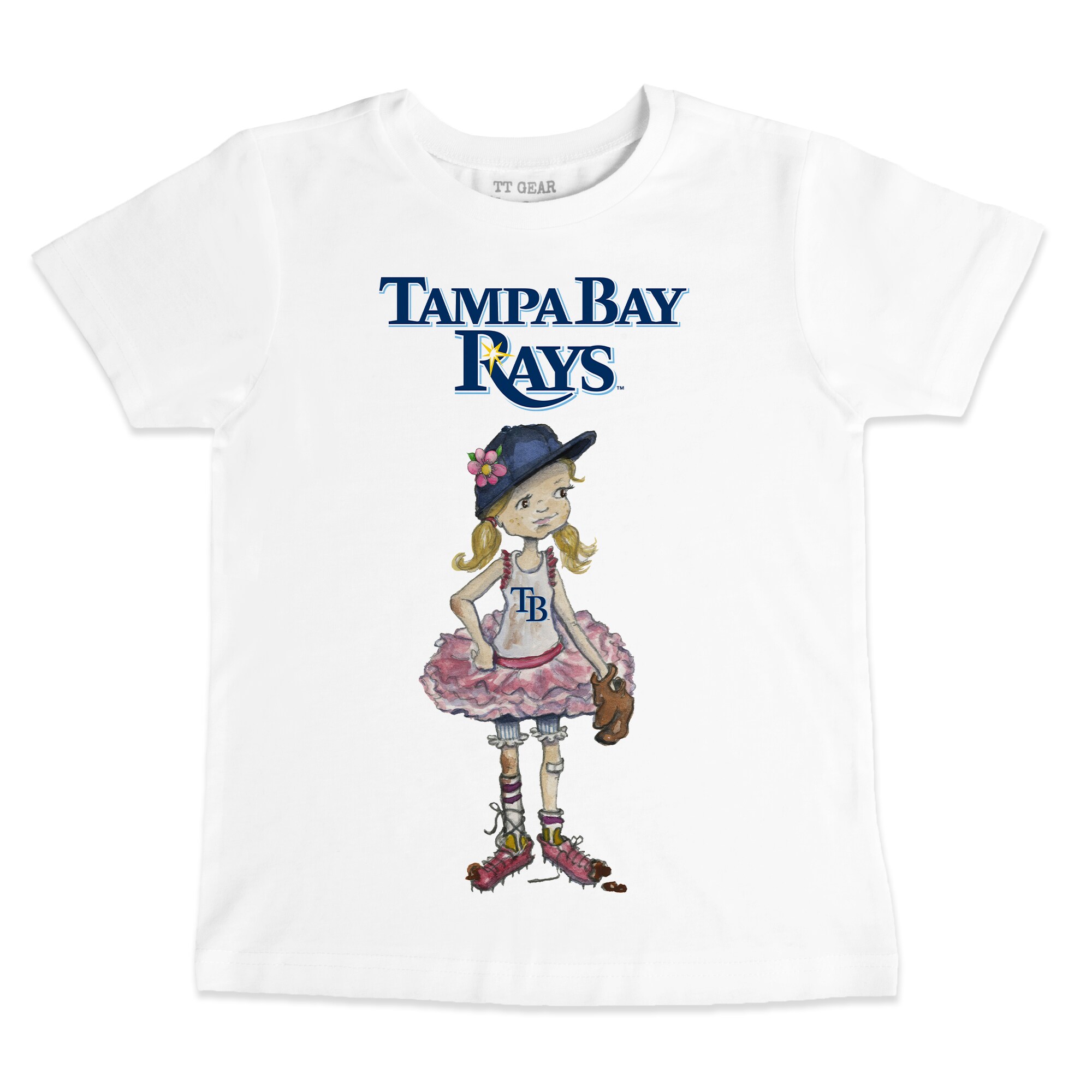 Toddler Tampa Bay Rays Tiny Turnip White Baseball Babes T-Shirt