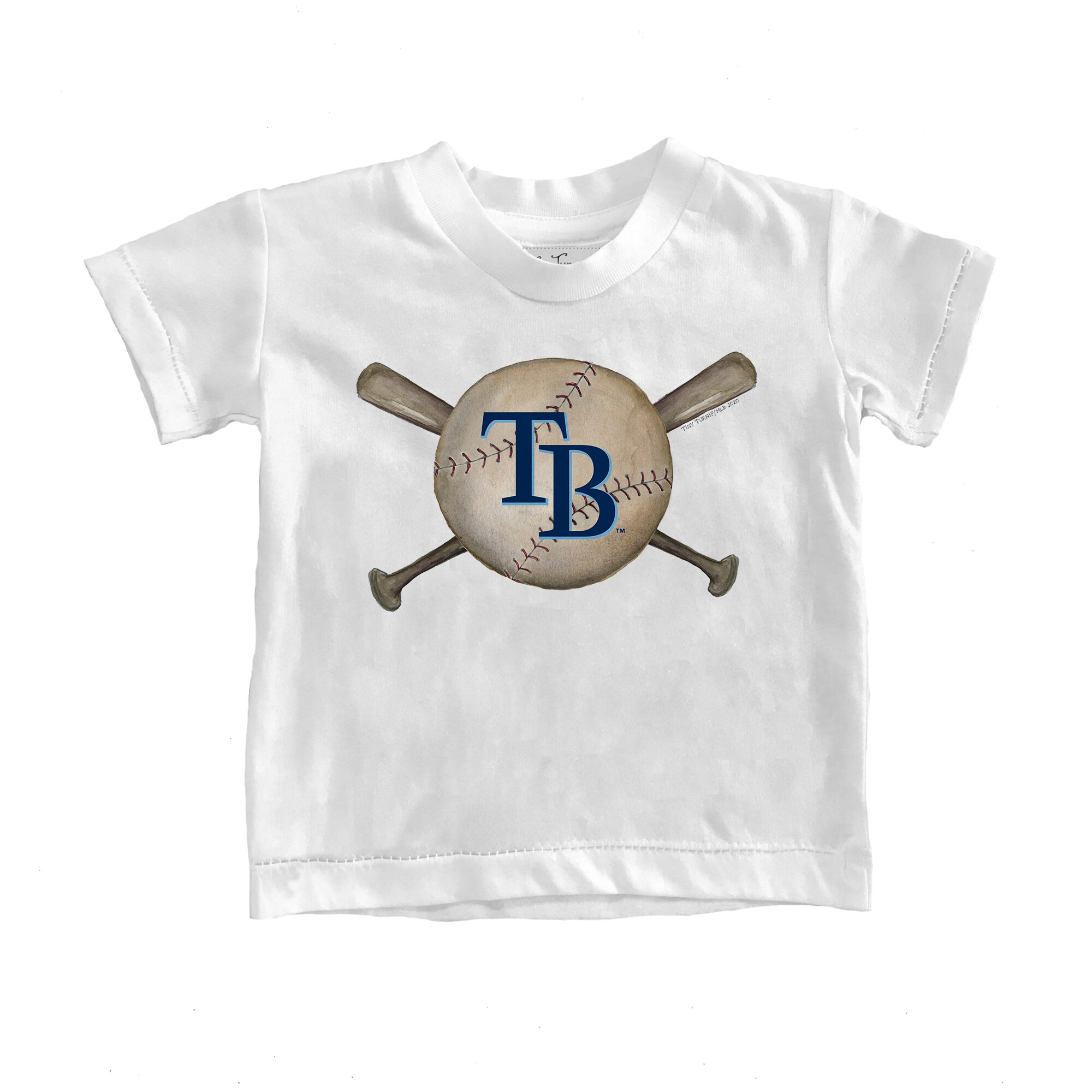 Toddler Tampa Bay Rays Tiny Turnip White Baseball Crossbats T-Shirt