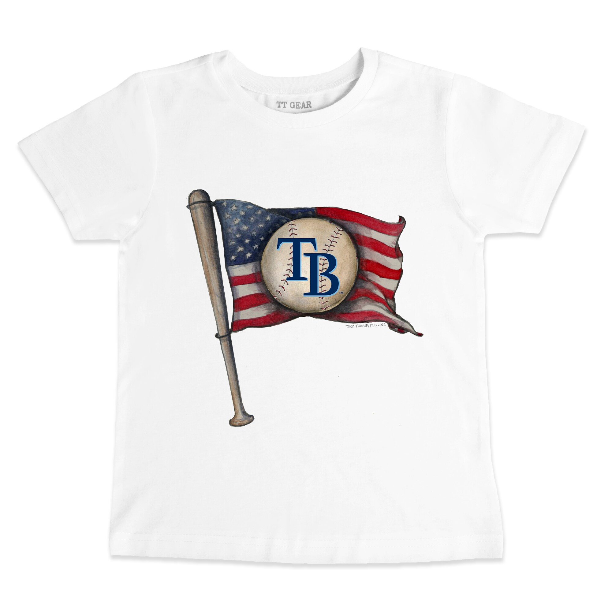 Toddler Tampa Bay Rays Tiny Turnip White Baseball Flag T-Shirt