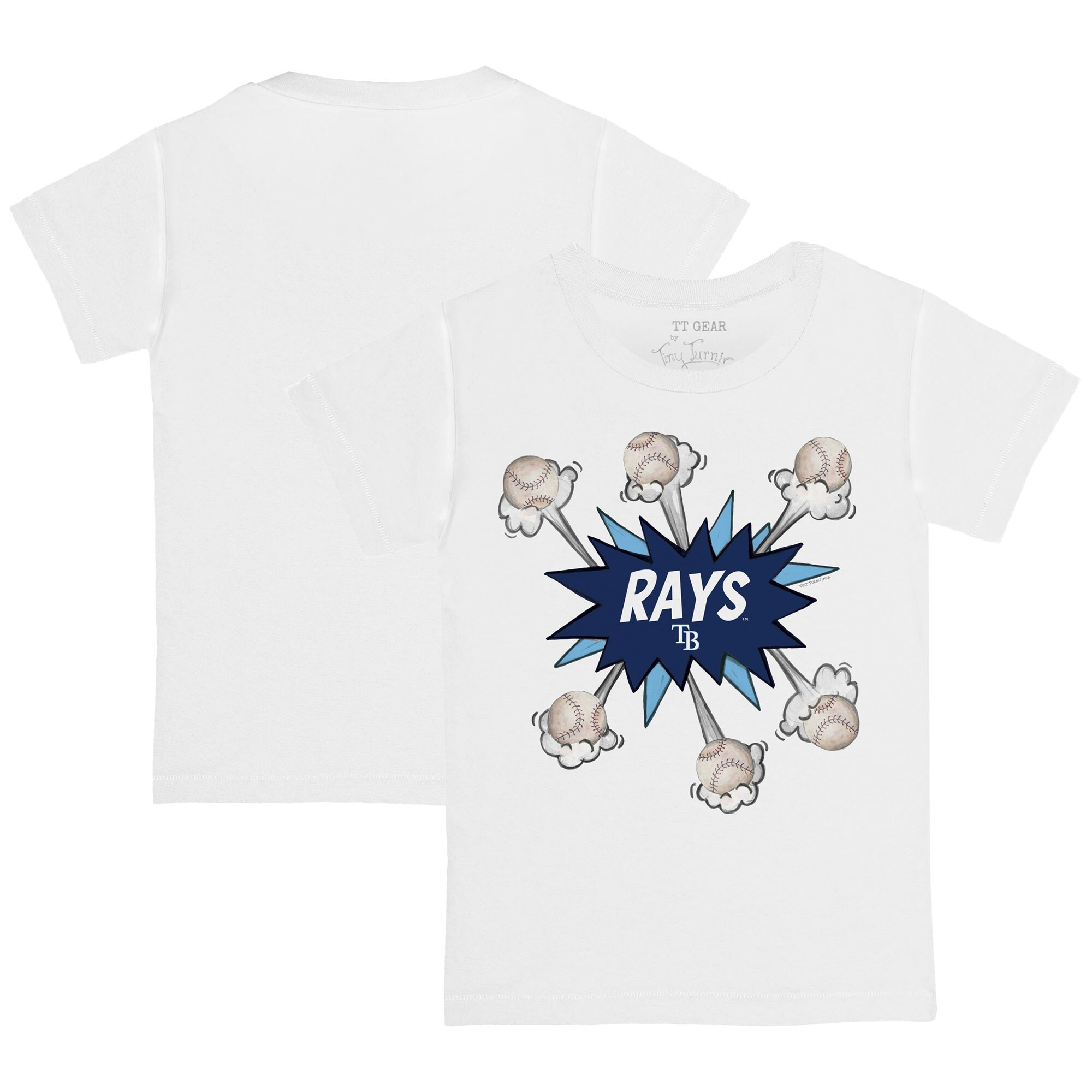 Toddler Tampa Bay Rays Tiny Turnip White Baseball Pow T-Shirt