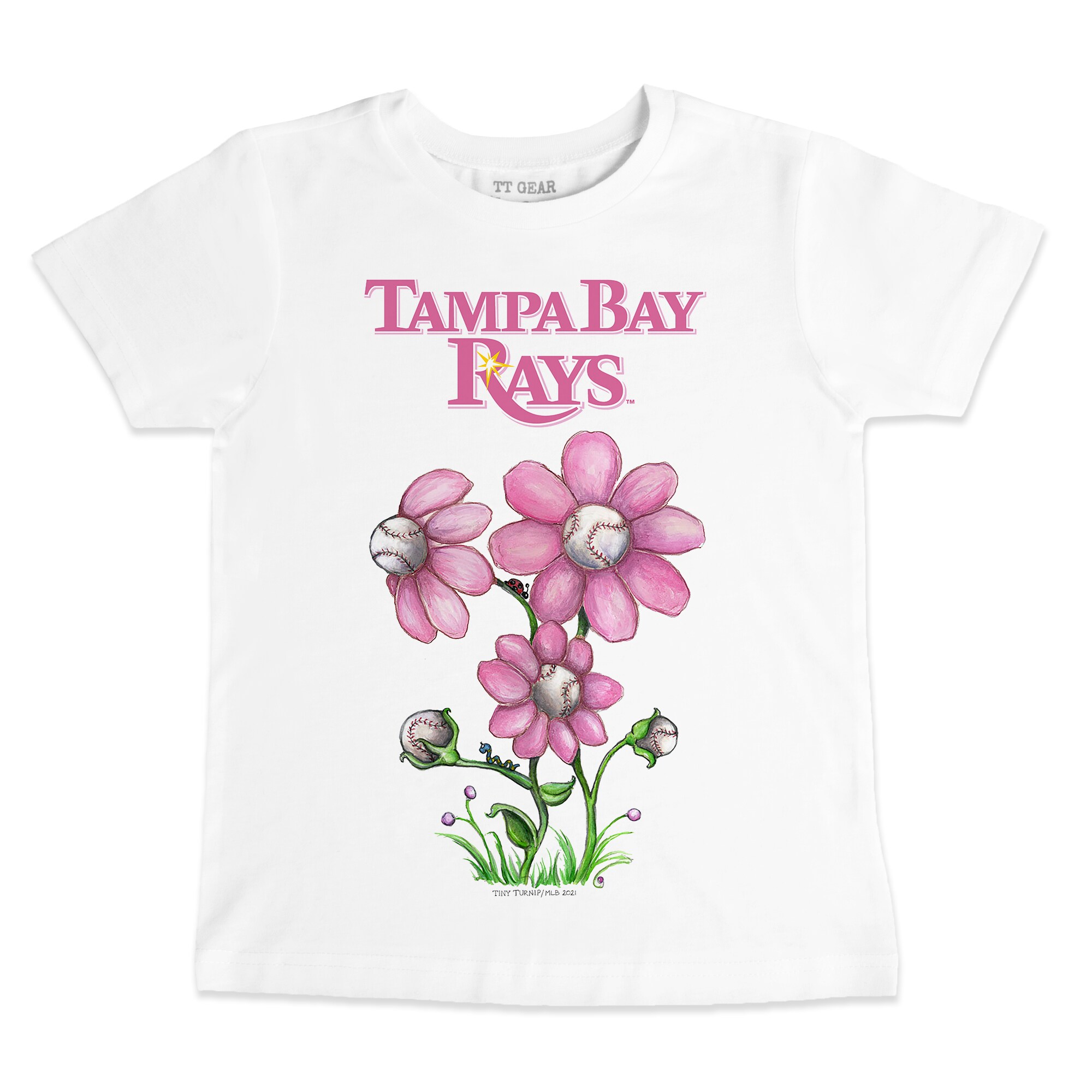 Toddler Tampa Bay Rays Tiny Turnip White Blooming Baseballs T-Shirt