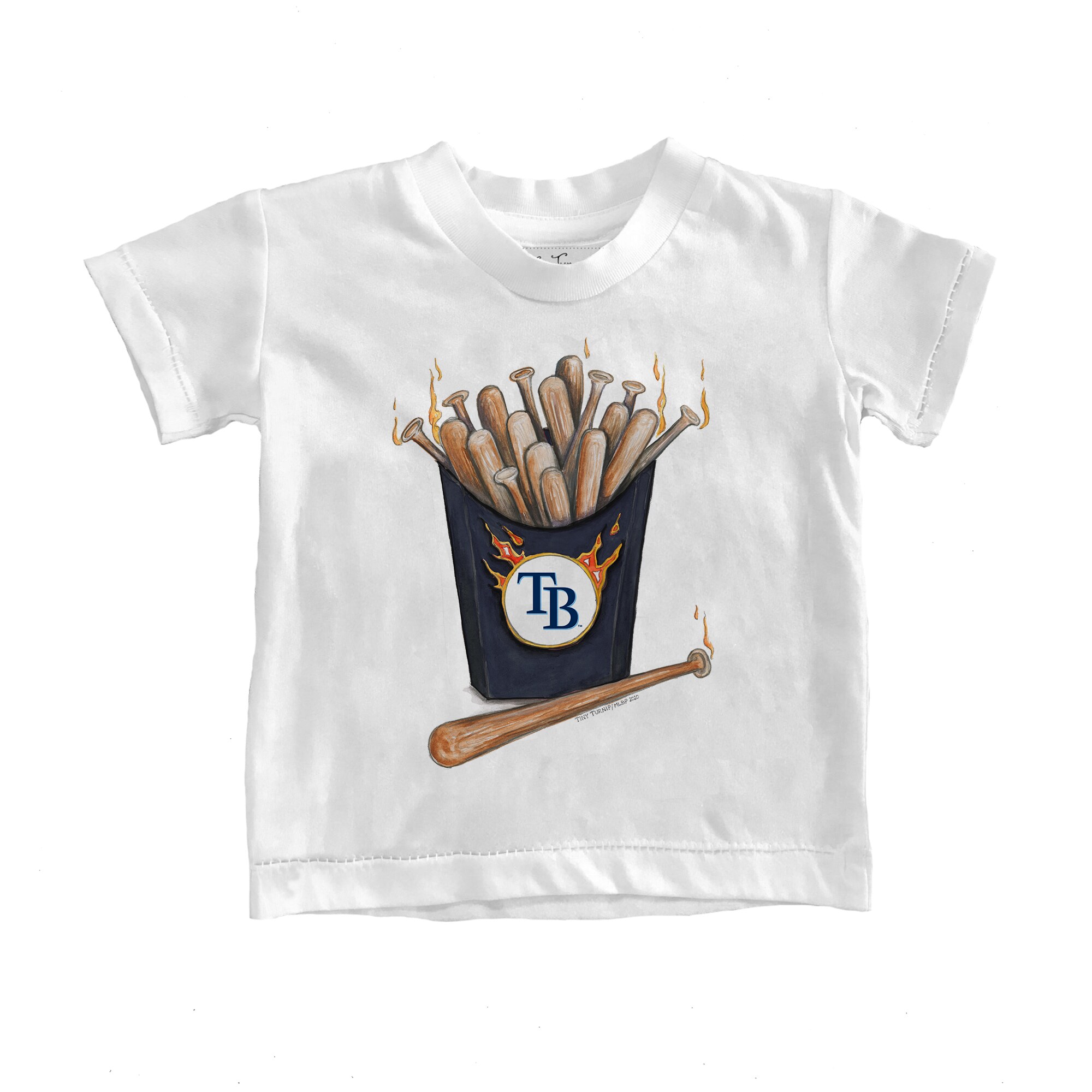 Toddler Tampa Bay Rays Tiny Turnip White Hot Bats T-Shirt