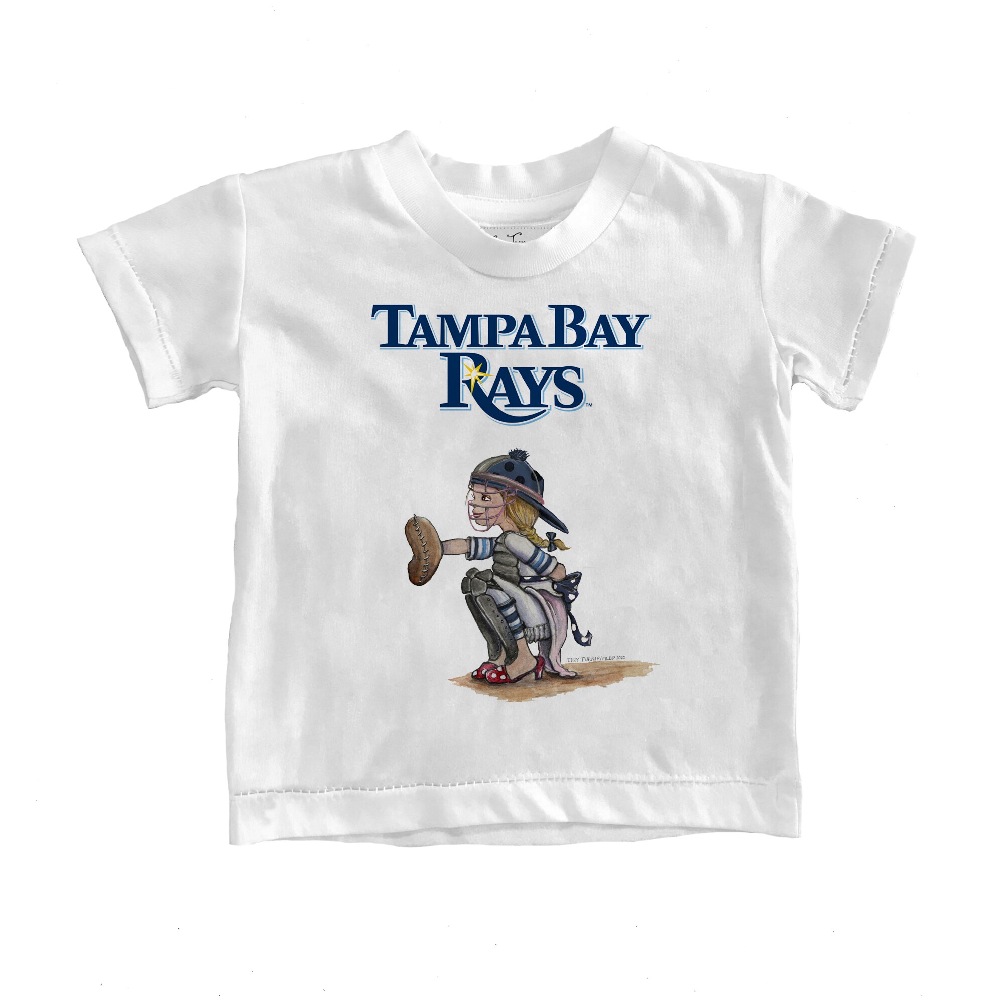 Toddler Tampa Bay Rays Tiny Turnip White Kate the Catcher T-Shirt