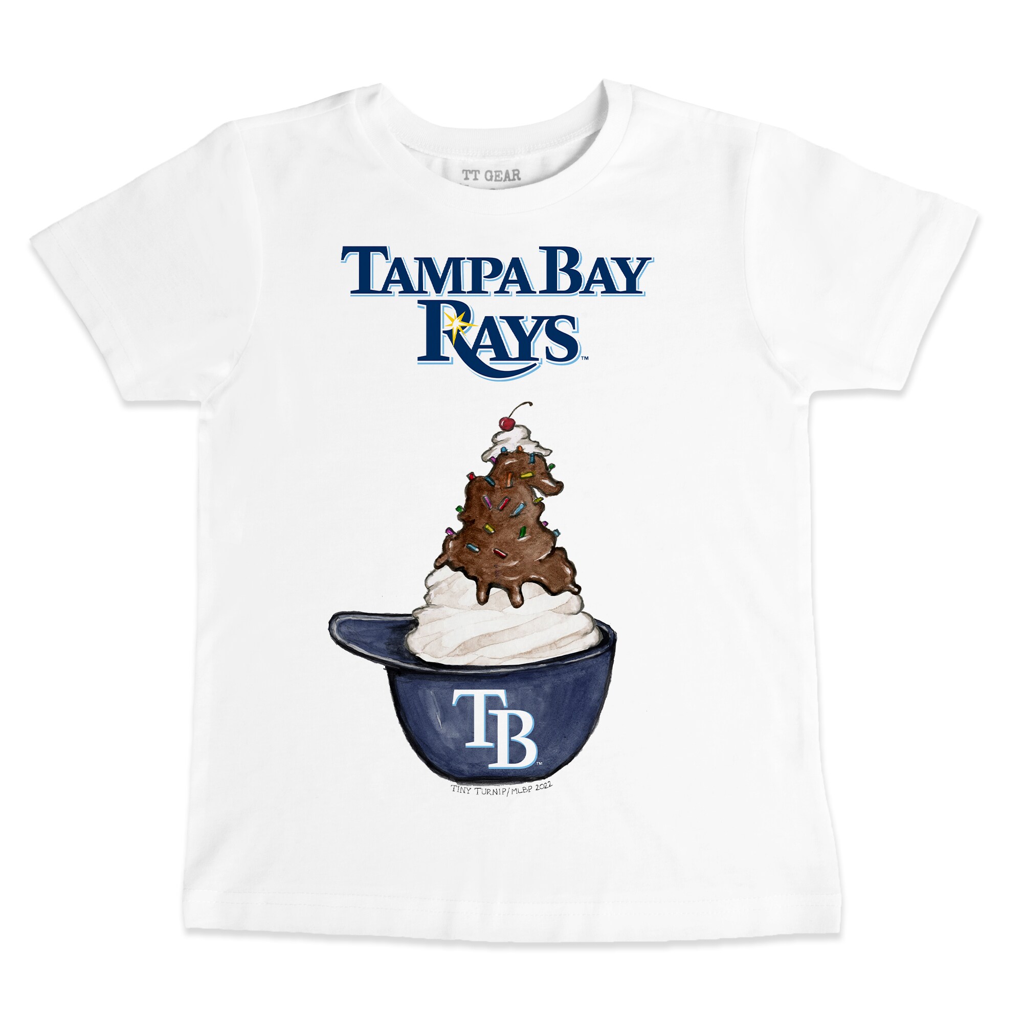 Toddler Tampa Bay Rays Tiny Turnip White Sundae Helmet T-Shirt
