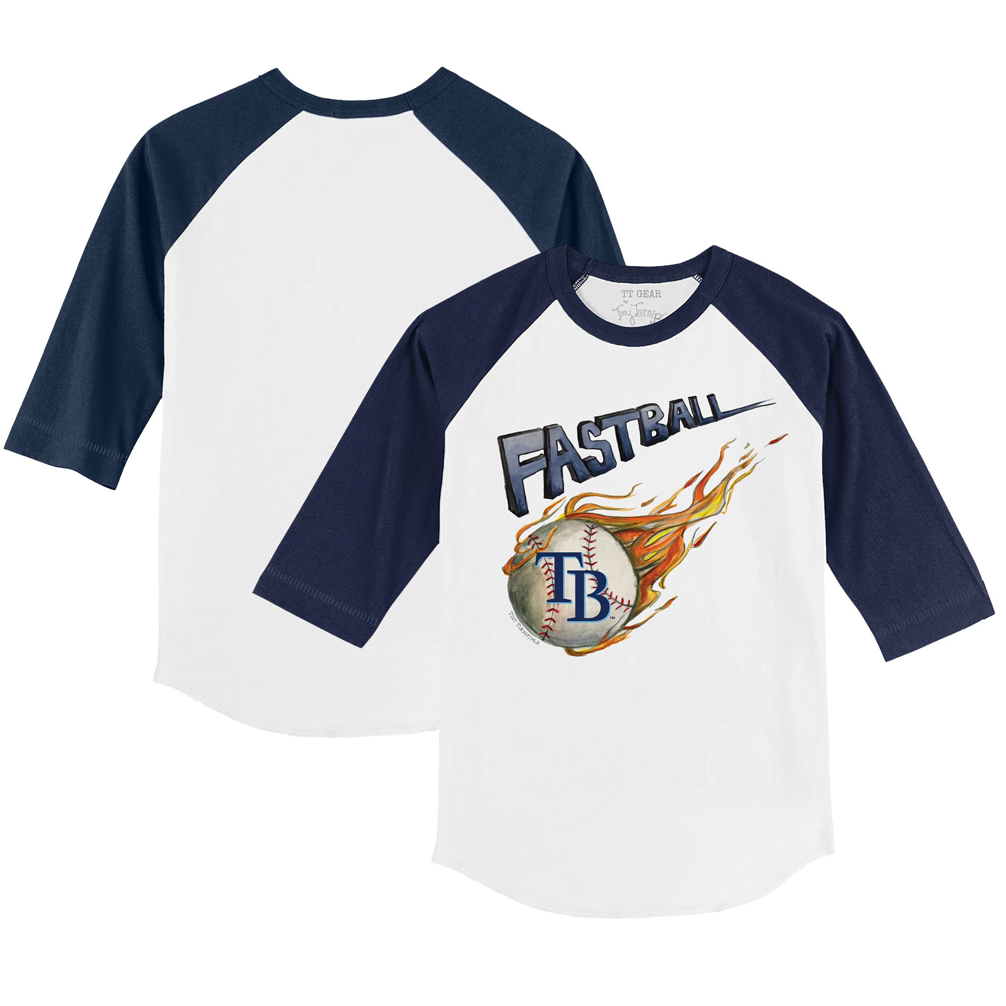 Toddler Tampa Bay Rays Tiny Turnip White/Navy Fastball 3/4-Sleeve Raglan T-Shirt