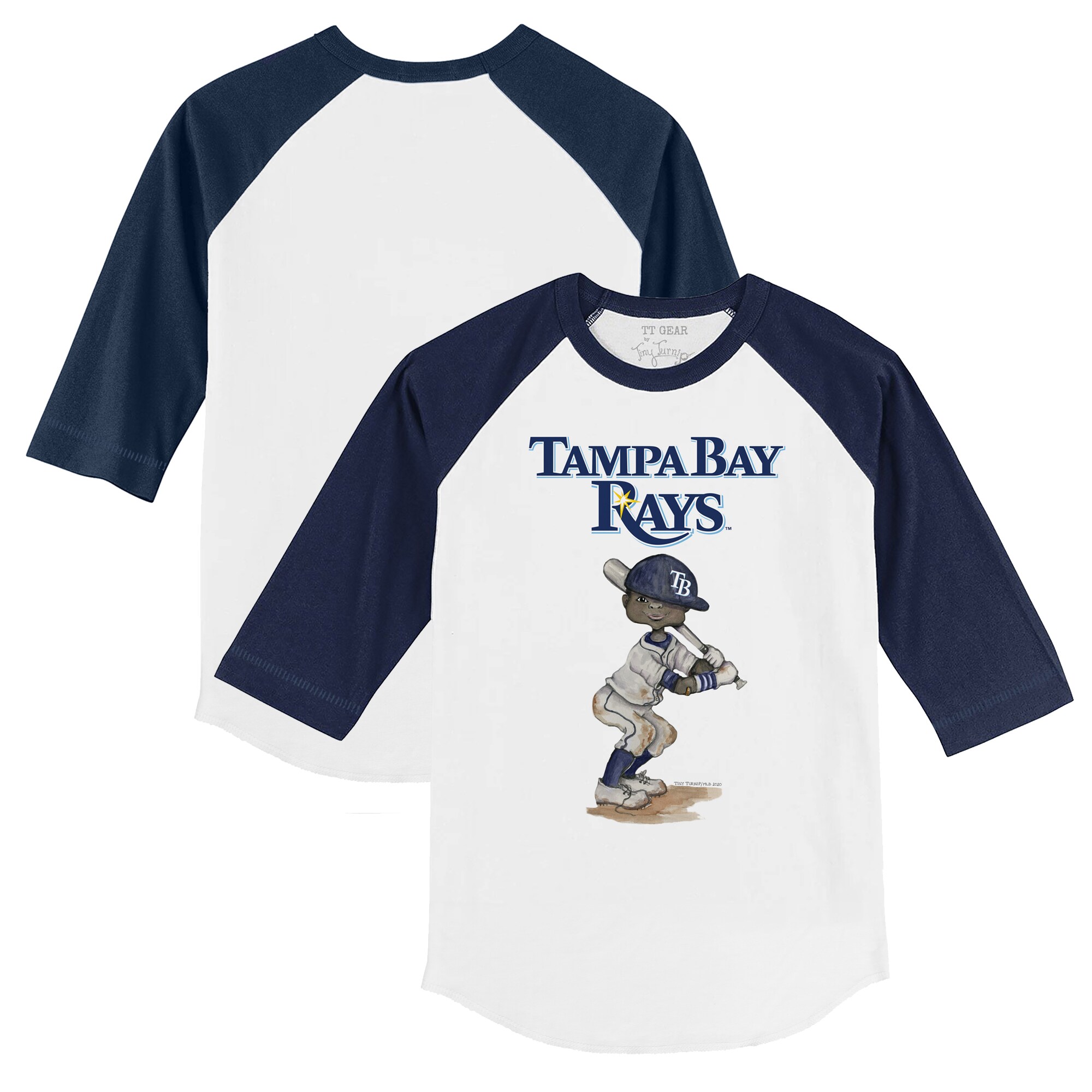 Toddler Tampa Bay Rays Tiny Turnip White/Navy James 3/4-Sleeve Raglan T-Shirt