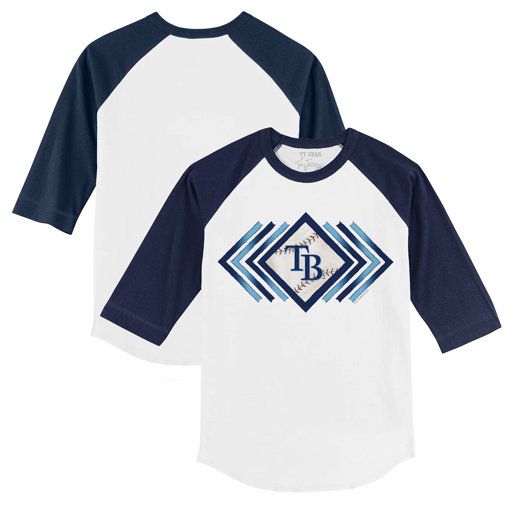 Toddler Tampa Bay Rays Tiny Turnip White/Navy Prism Arrows 3/4-Sleeve Raglan T-Shirt