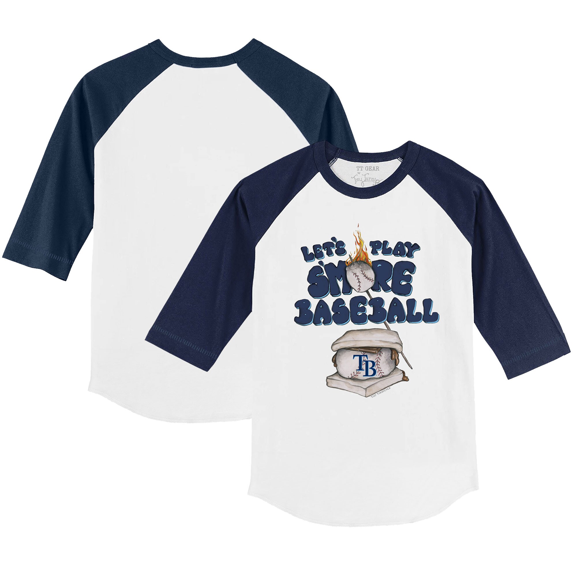 Toddler Tampa Bay Rays Tiny Turnip White/Navy Smores 3/4-Sleeve Raglan T-Shirt
