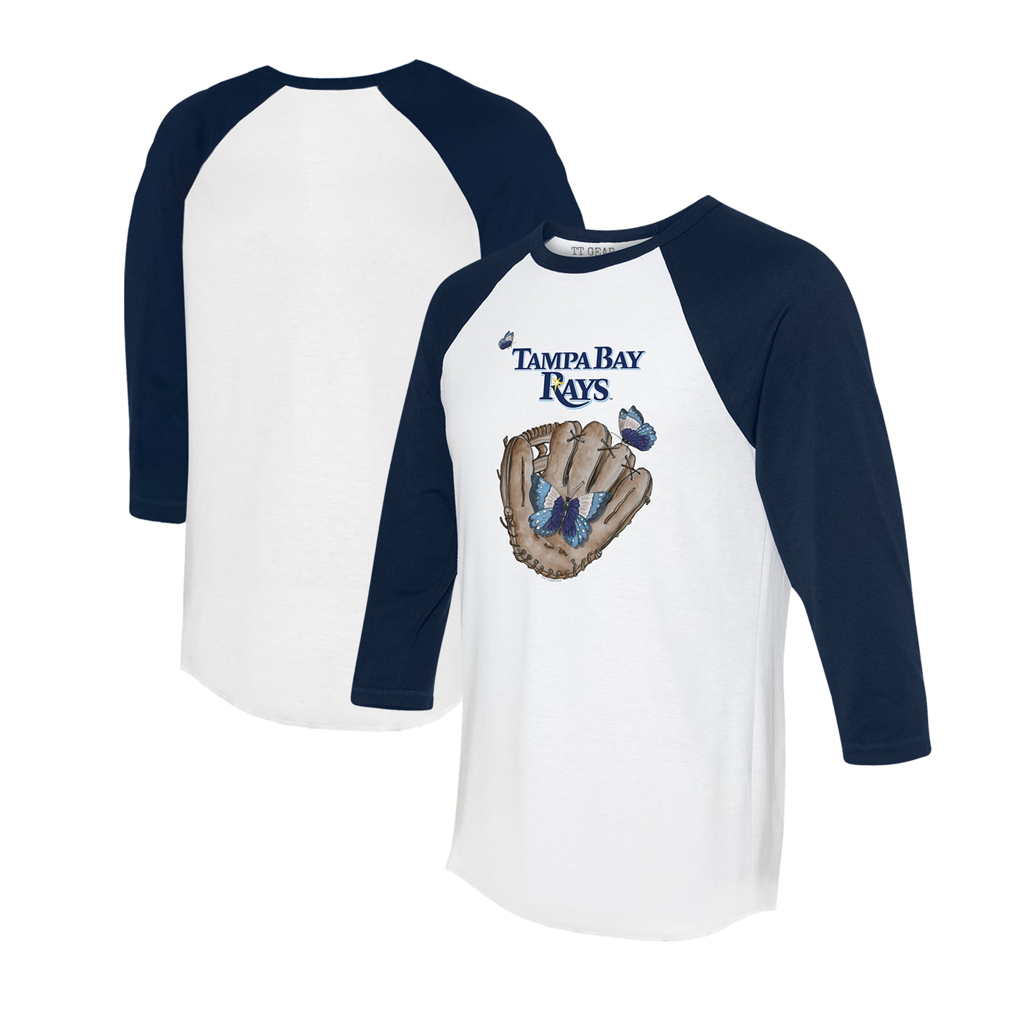Unisex Tampa Bay Rays Tiny Turnip White/Navy Butterfly Glove 3/4-Sleeve Raglan T-Shirt