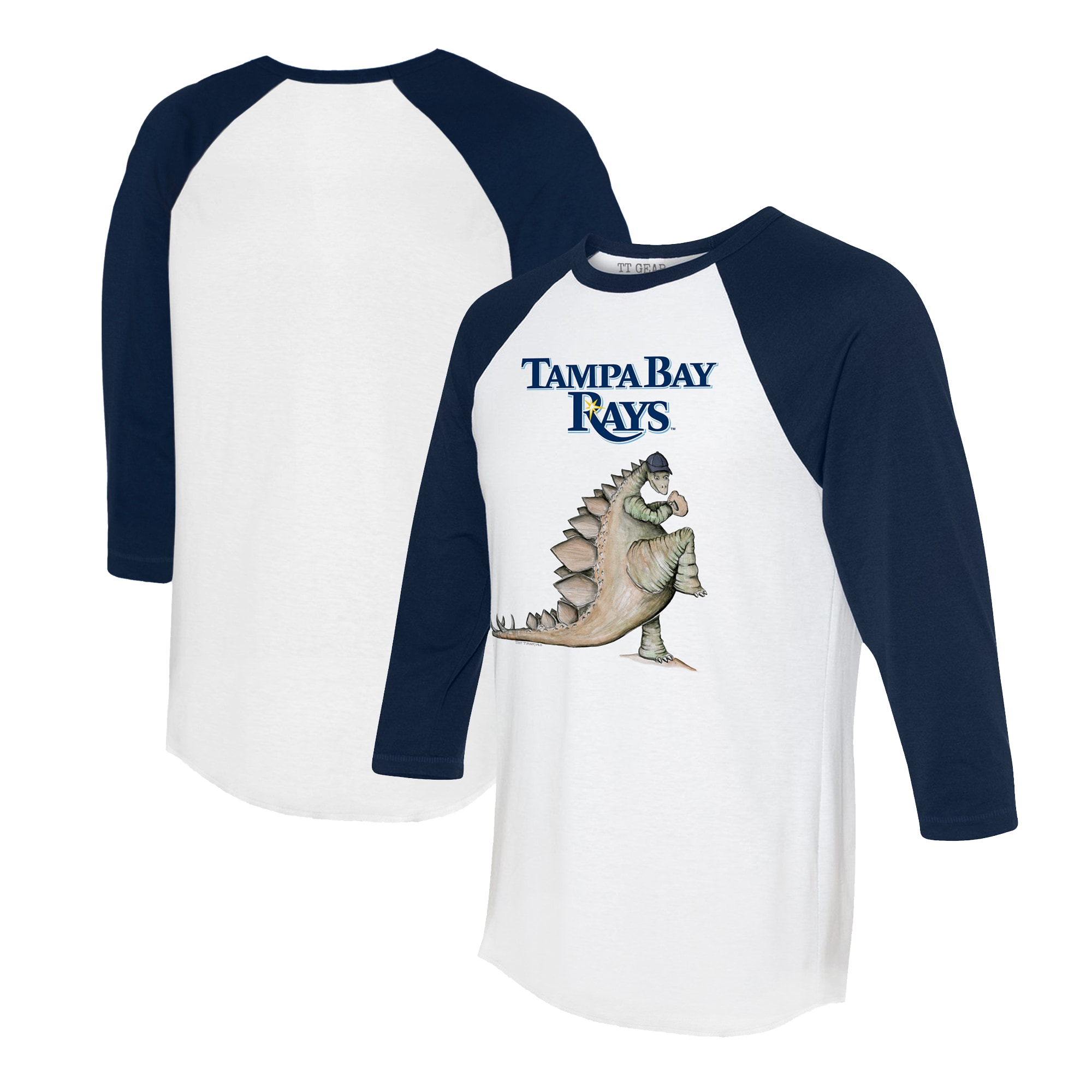 Unisex Tampa Bay Rays Tiny Turnip White/Navy Stega 3/4-Sleeve Raglan T-Shirt