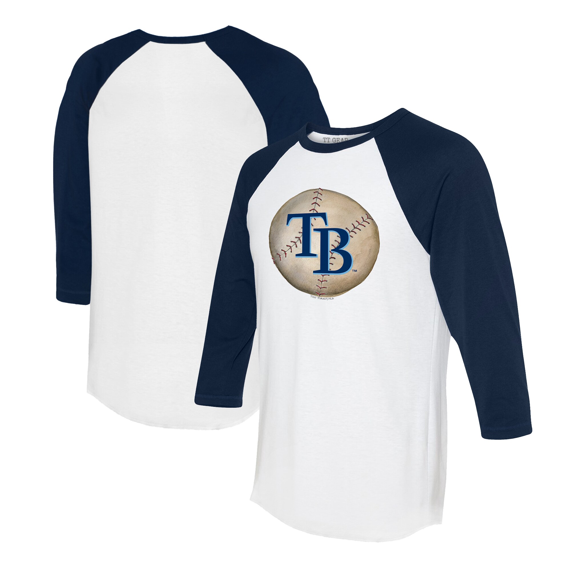 Unisex Tampa Bay Rays Tiny Turnip White/Navy Stitched Baseball 3/4-Sleeve Raglan T-Shirt