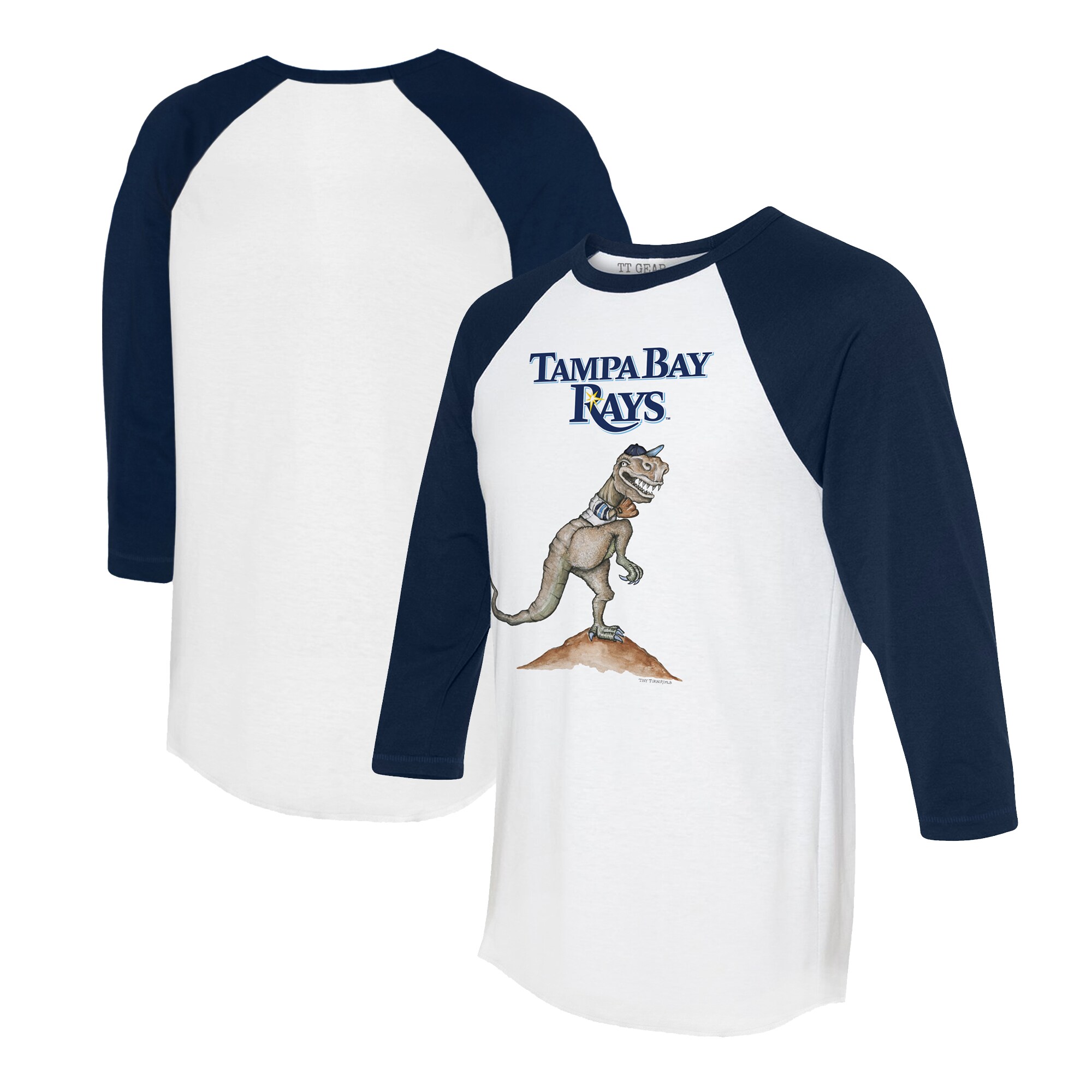 Unisex Tampa Bay Rays Tiny Turnip White/Navy TT Rex 3/4-Sleeve Raglan T-Shirt
