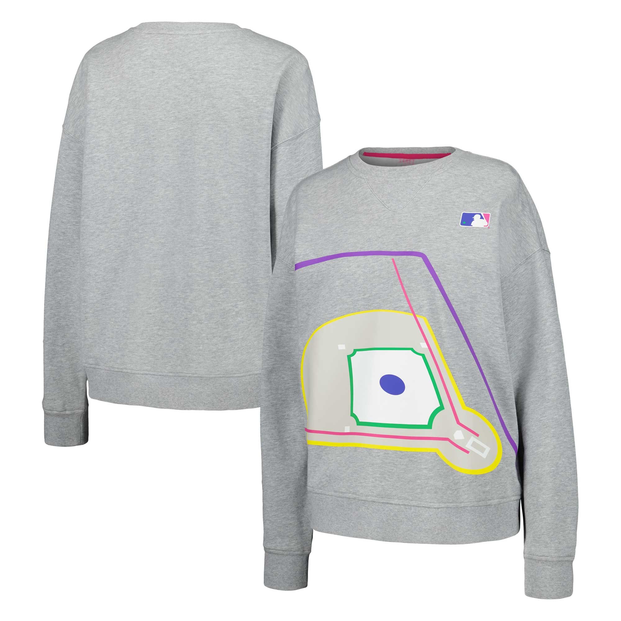 Women's MLB Terez Gray Baseball Field Pullover Sweatshirt