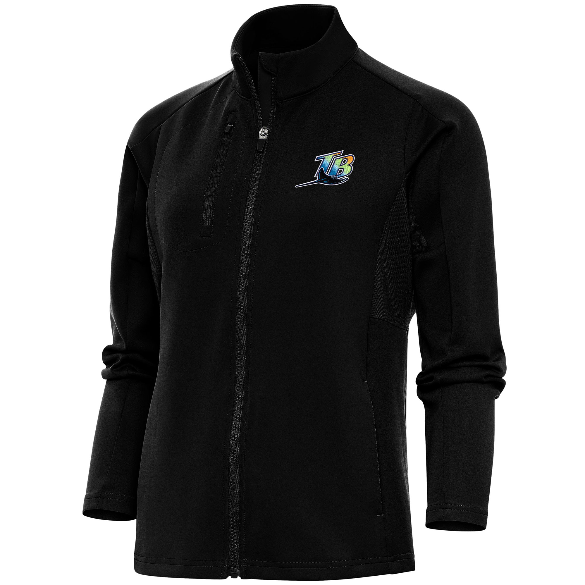 Women's Tampa Bay Rays  Antigua Black Cooperstown Logo Generation Full-Zip Jacket