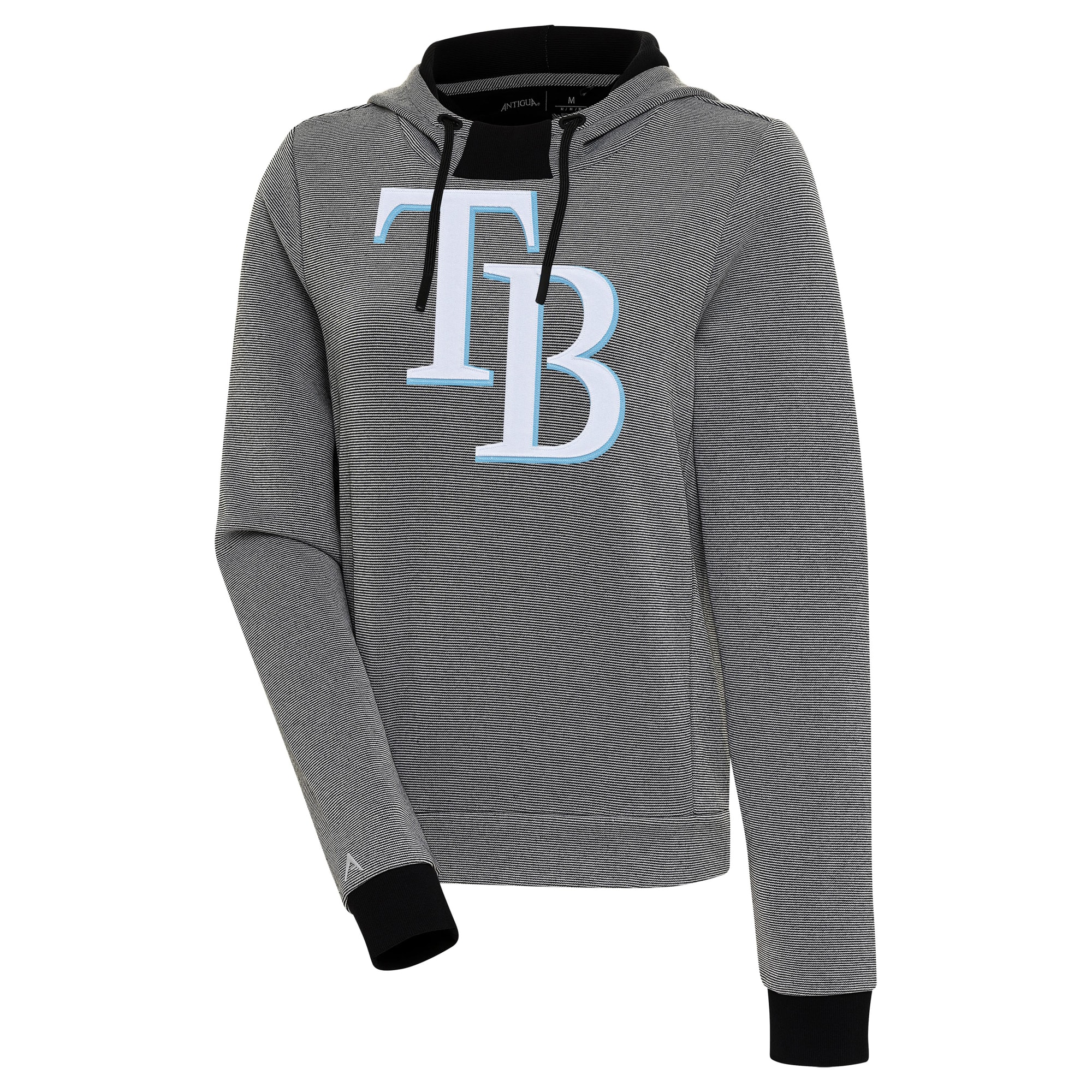 Women's Tampa Bay Rays  Antigua Black/White Axe Bunker Tri-Blend Pullover Hoodie