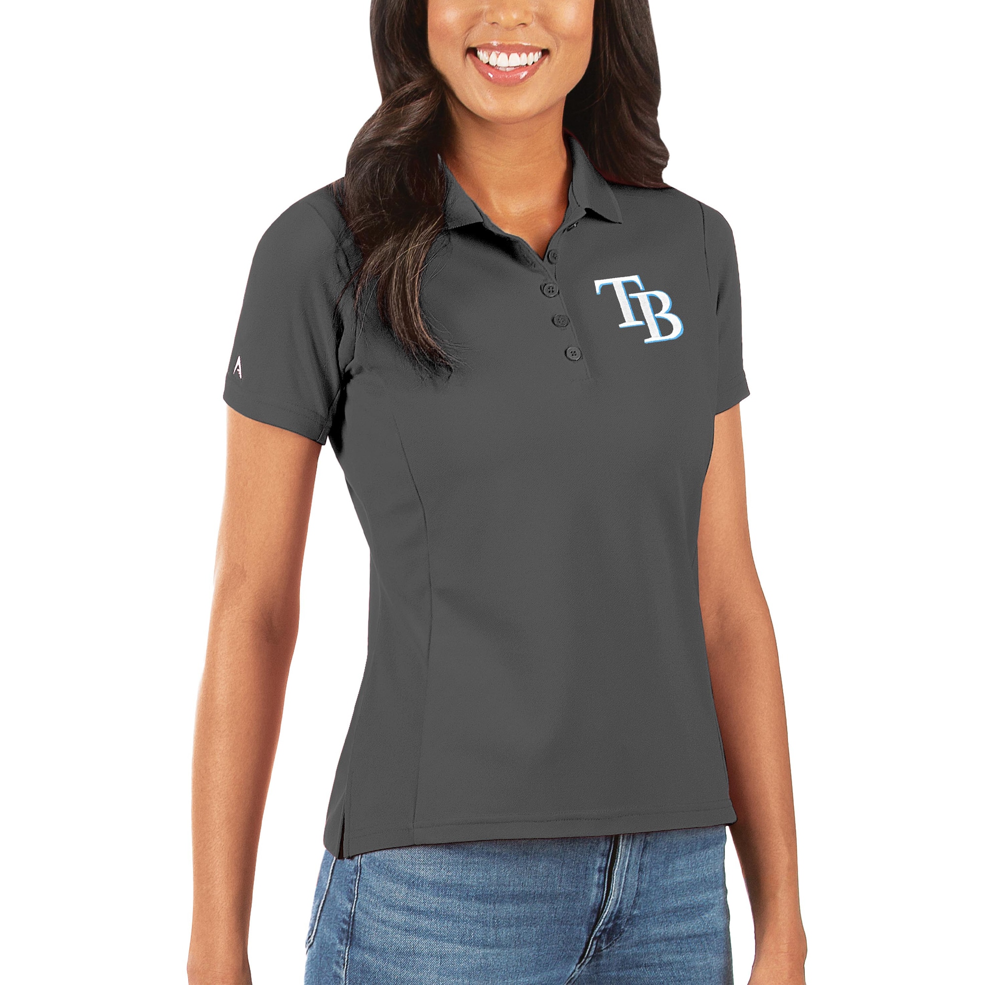 Women's Tampa Bay Rays Antigua Gray Legacy Pique Polo