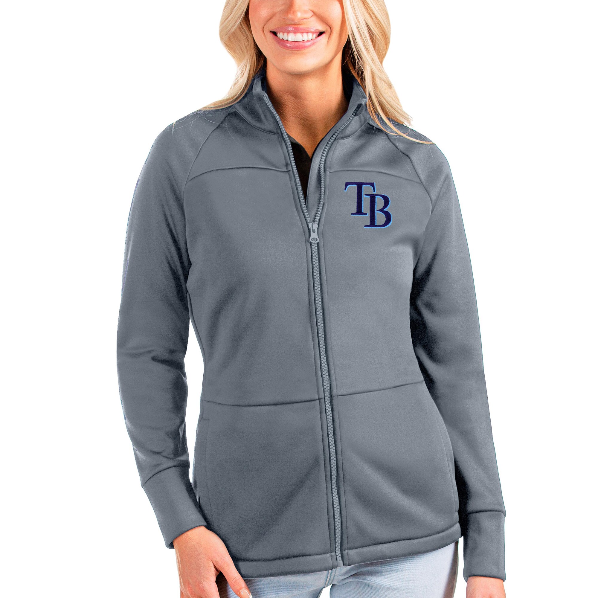 Women's Tampa Bay Rays Antigua Gray Links Full-Zip Golf Jacket