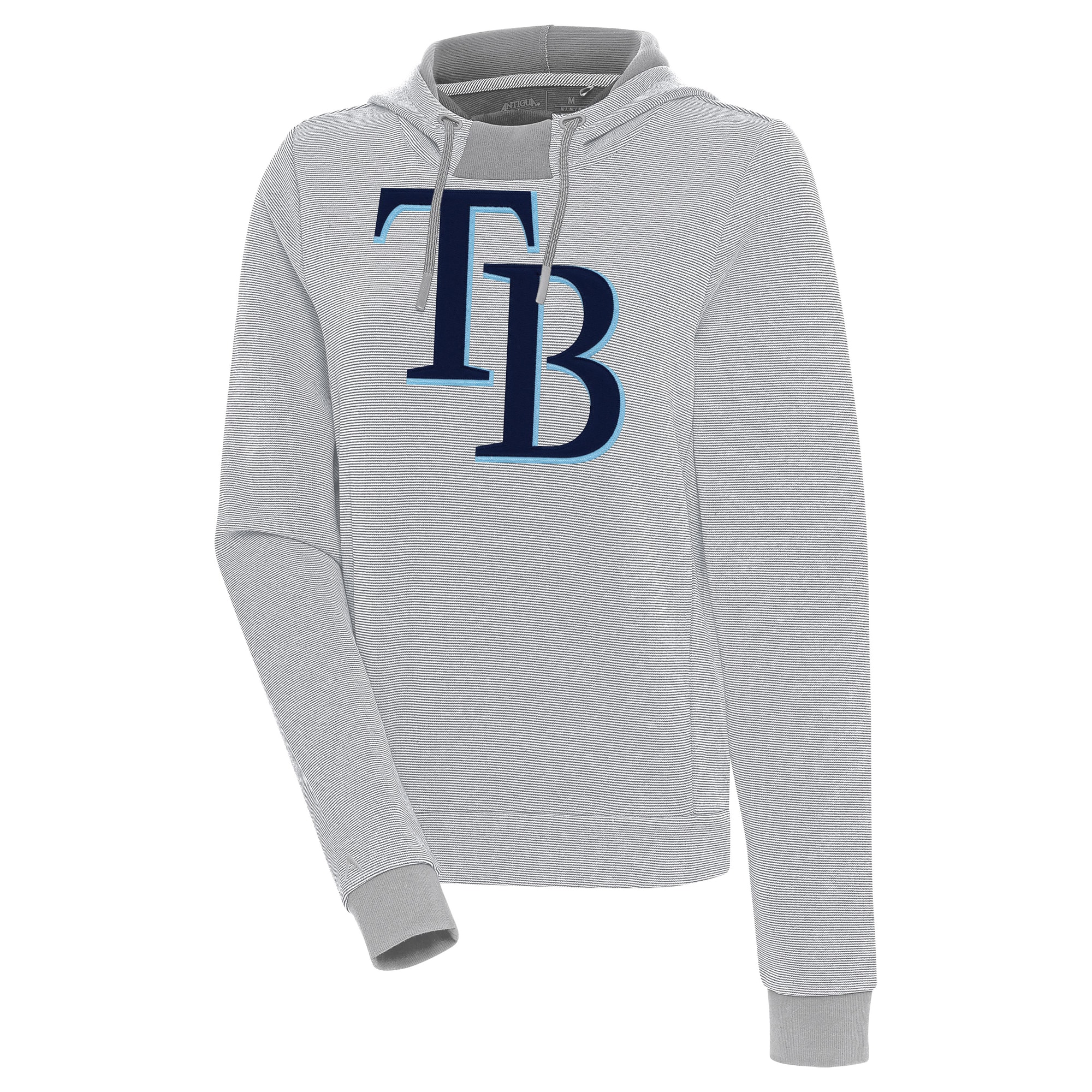 Women's Tampa Bay Rays  Antigua Gray/White Axe Bunker Tri-Blend Pullover Hoodie