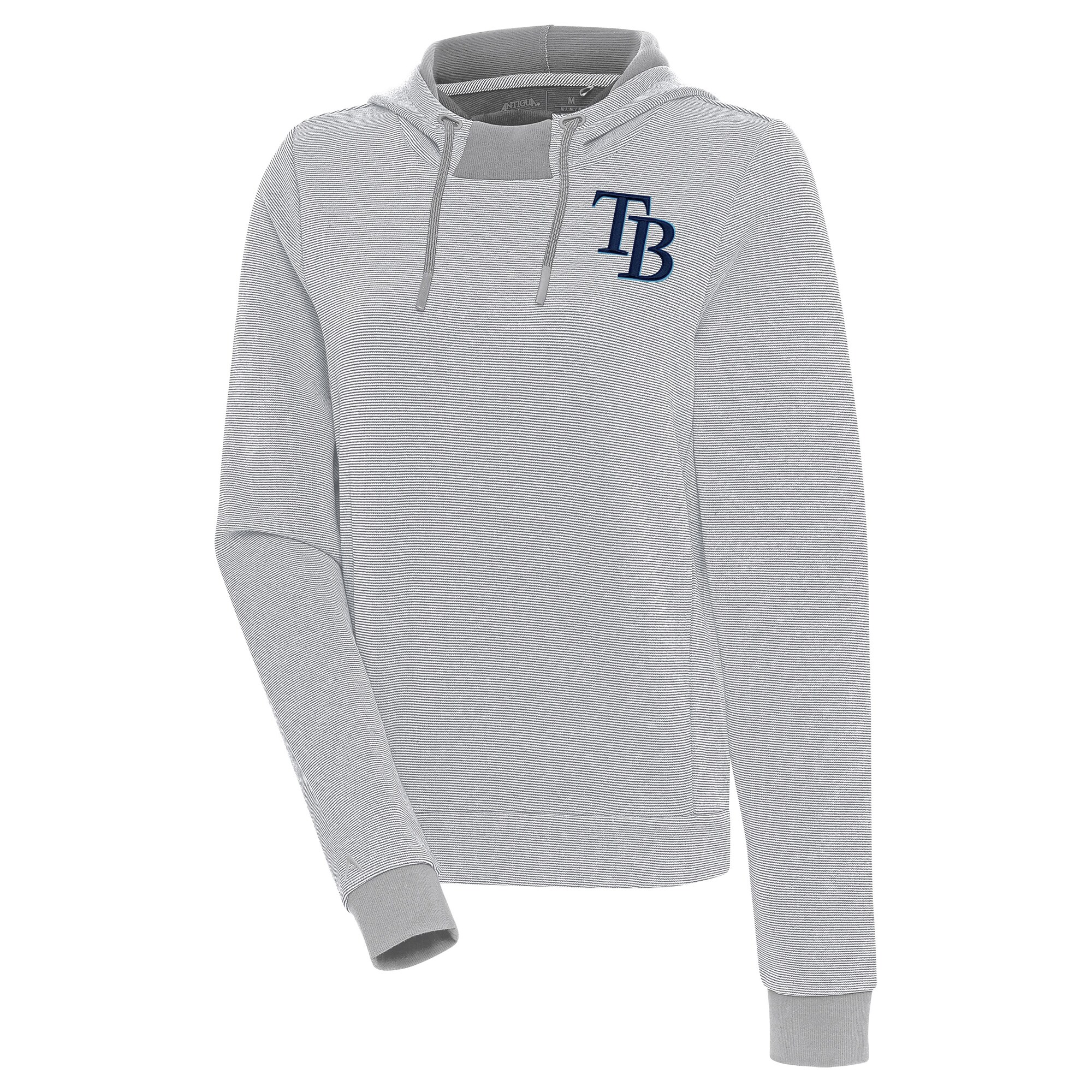 Women's Tampa Bay Rays  Antigua Gray/White Axe Bunker Tri-Blend Pullover Hoodie