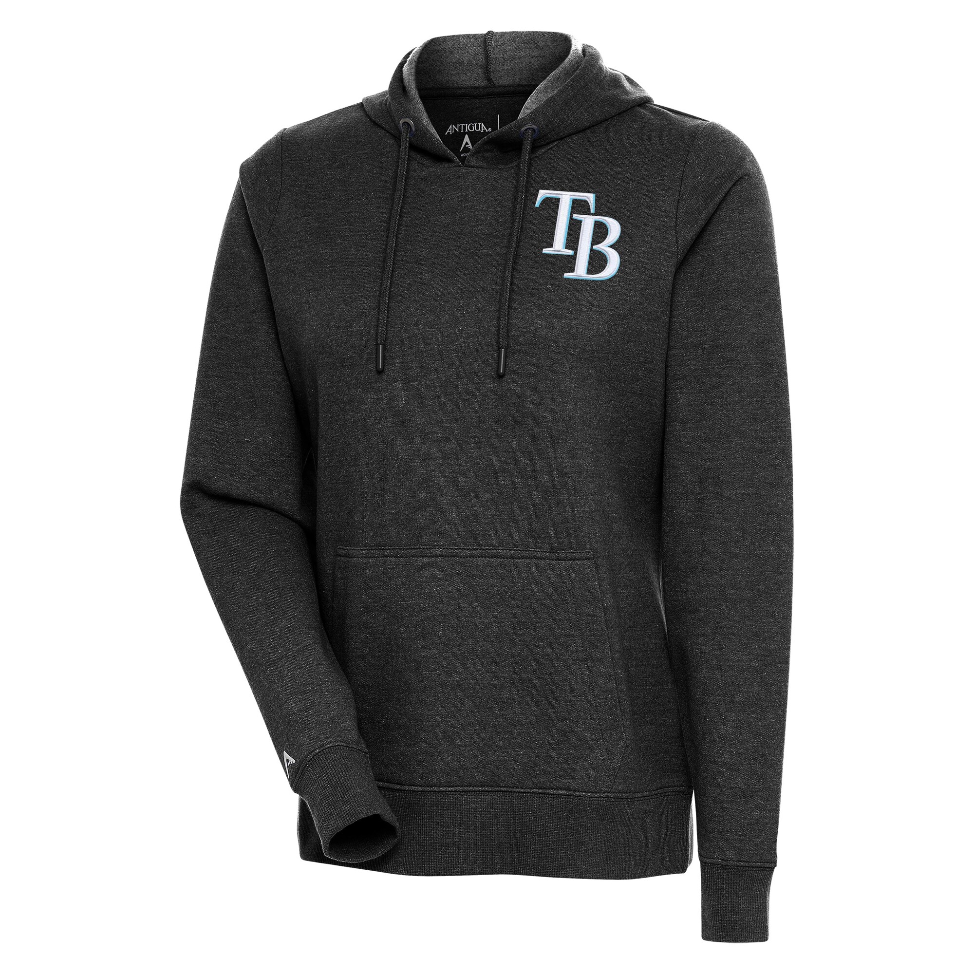 Women's Tampa Bay Rays Antigua Heather Black Action Pullover Hoodie