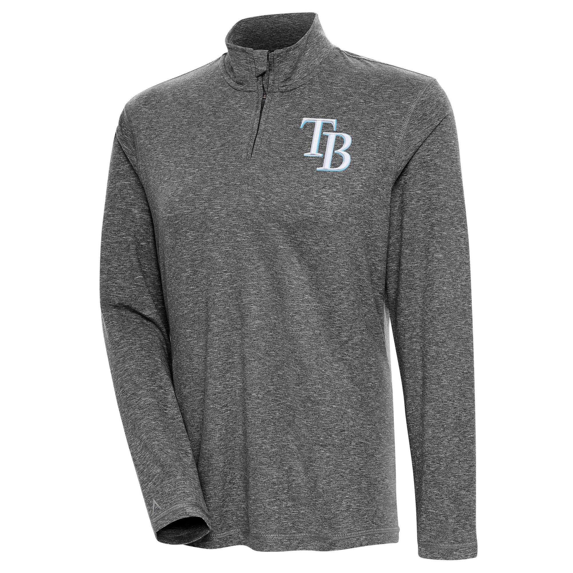 Women's Tampa Bay Rays  Antigua Heather Black Confront Quarter-Zip Pullover Top