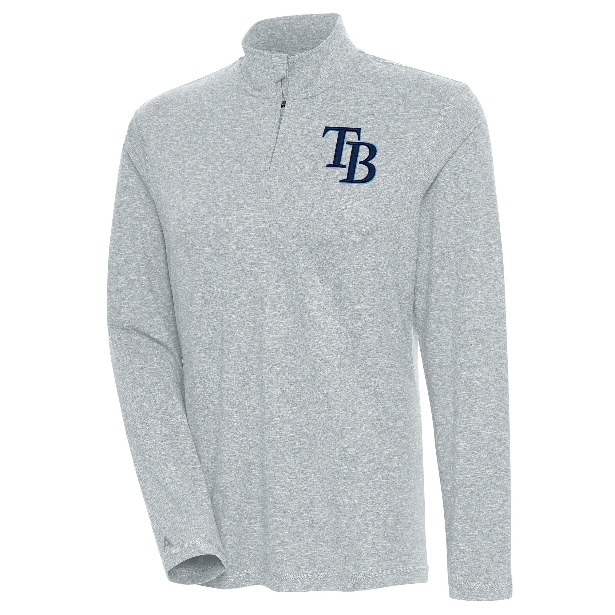 Women's Tampa Bay Rays  Antigua Heather Gray Confront Quarter-Zip Pullover Top