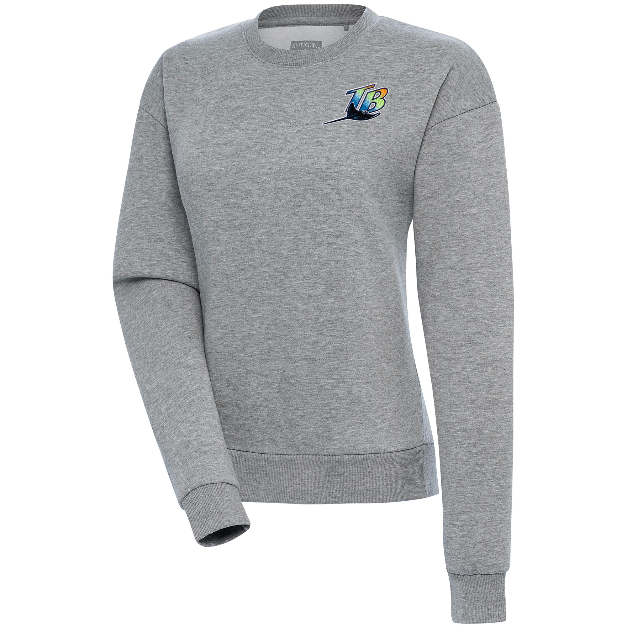 Women's Tampa Bay Rays  Antigua Heather Gray Cooperstown Victory Crewneck Pullover Sweatshirt
