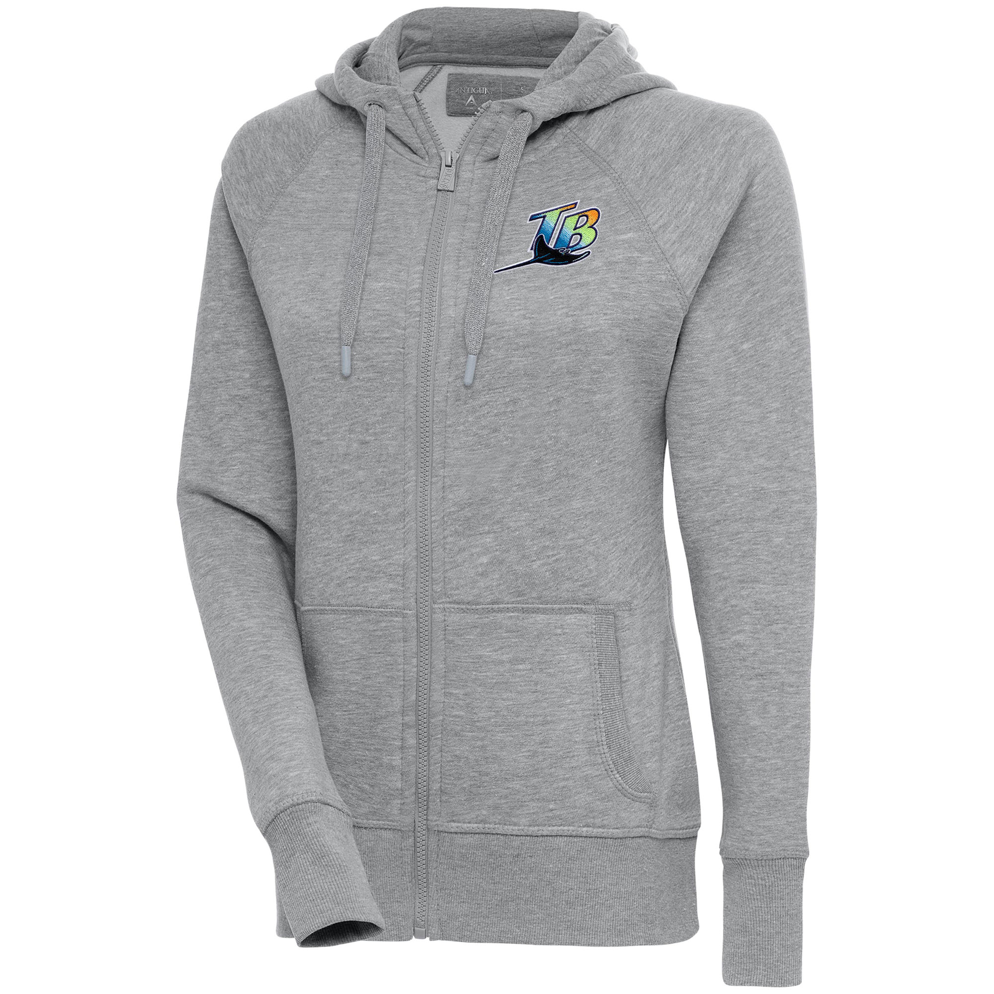 Women's Tampa Bay Rays  Antigua Heather Gray Cooperstown Victory Full-Zip Hoodie