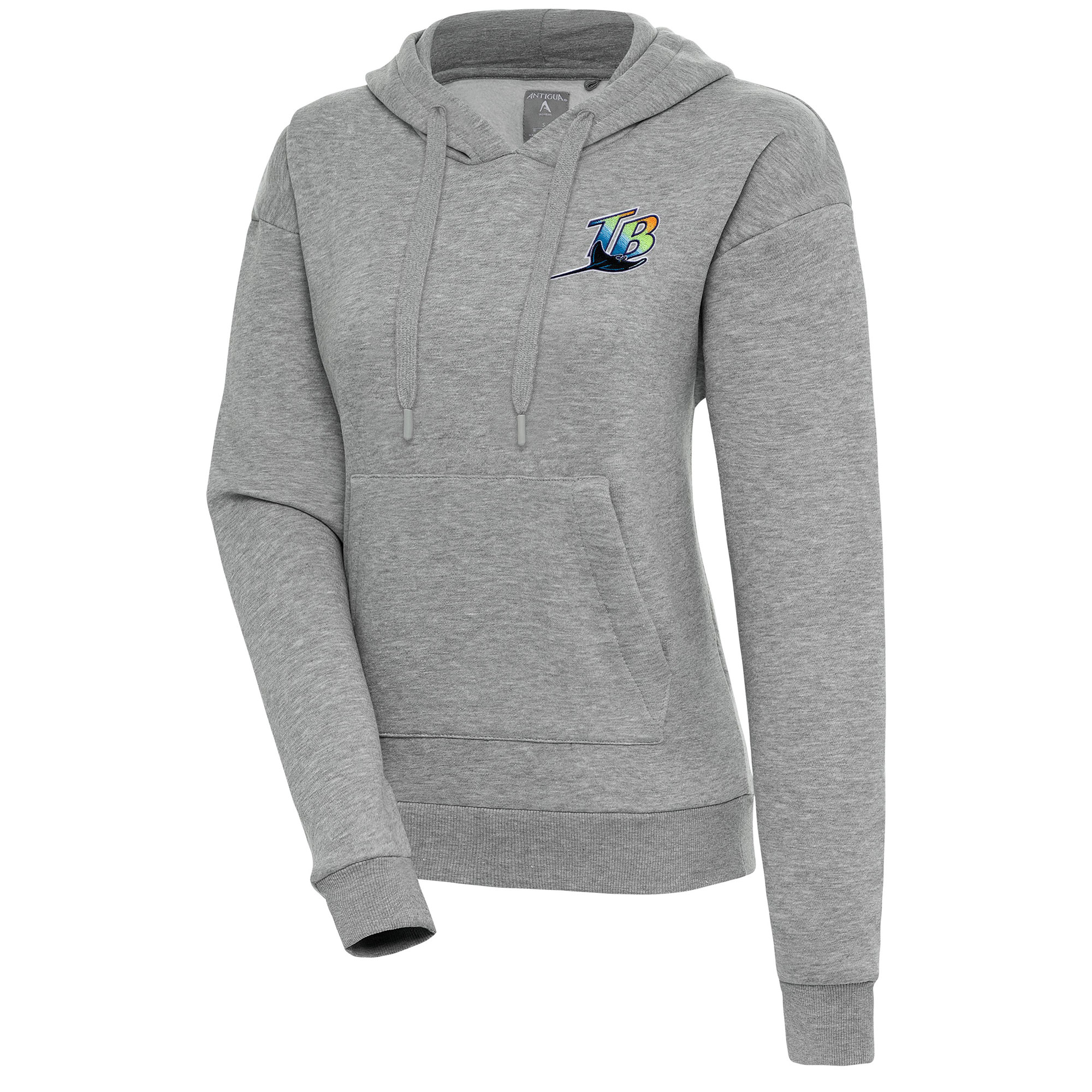 Women's Tampa Bay Rays  Antigua Heather Gray Cooperstown Victory Pullover Hoodie