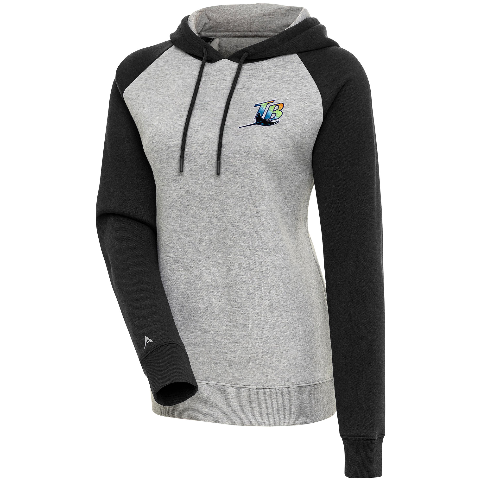 Women's Tampa Bay Rays  Antigua Heather Gray Cooperstown Victory Raglan Hoodie